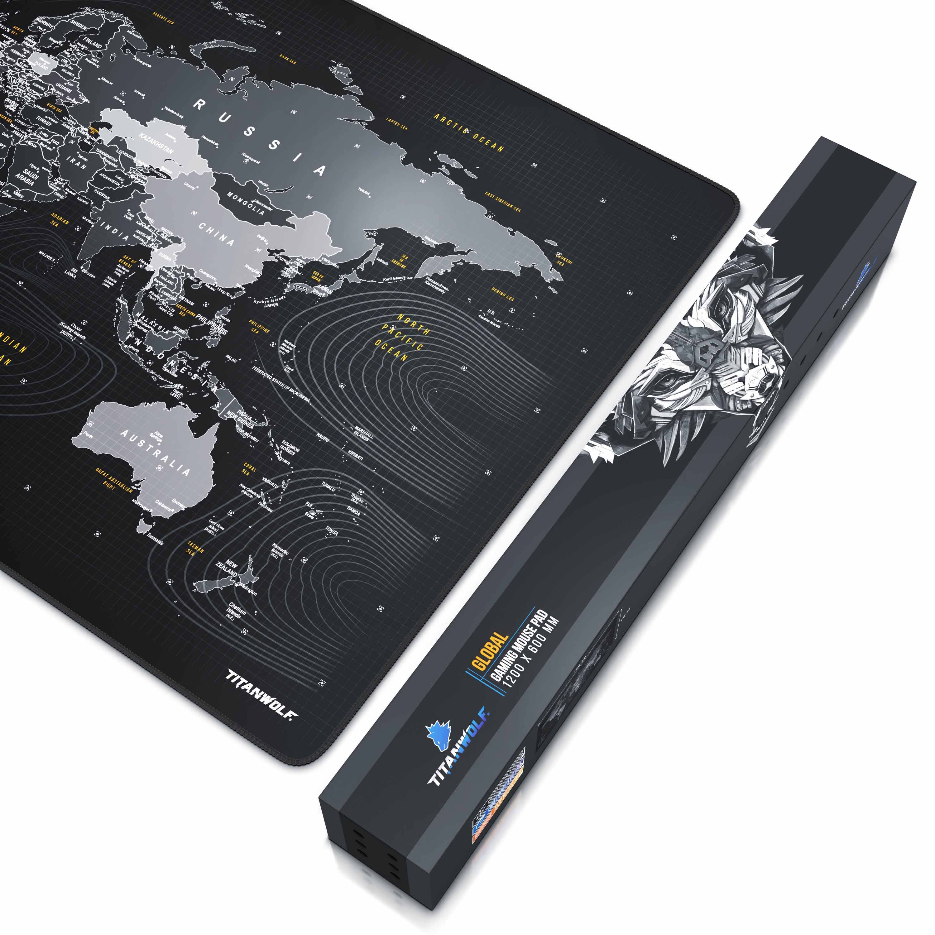 Titanwolf Gaming Mauspad, XXXL Speed Mousepad 1200 x 600 mm, Geschwindigkeit & Präzision, Wolf Global