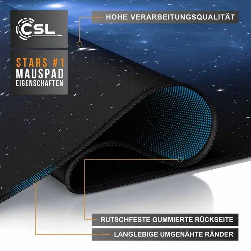 CSL Gaming Mauspad, XXL Schreibtischunterlage 900 x 400mm, Präzision & Geschwindigkeit, Stars Design CSL Gaming Mauspad, XXL Schreibtischunterlage 900 x 400mm, Präzision & Geschwindigkeit, Stars Design