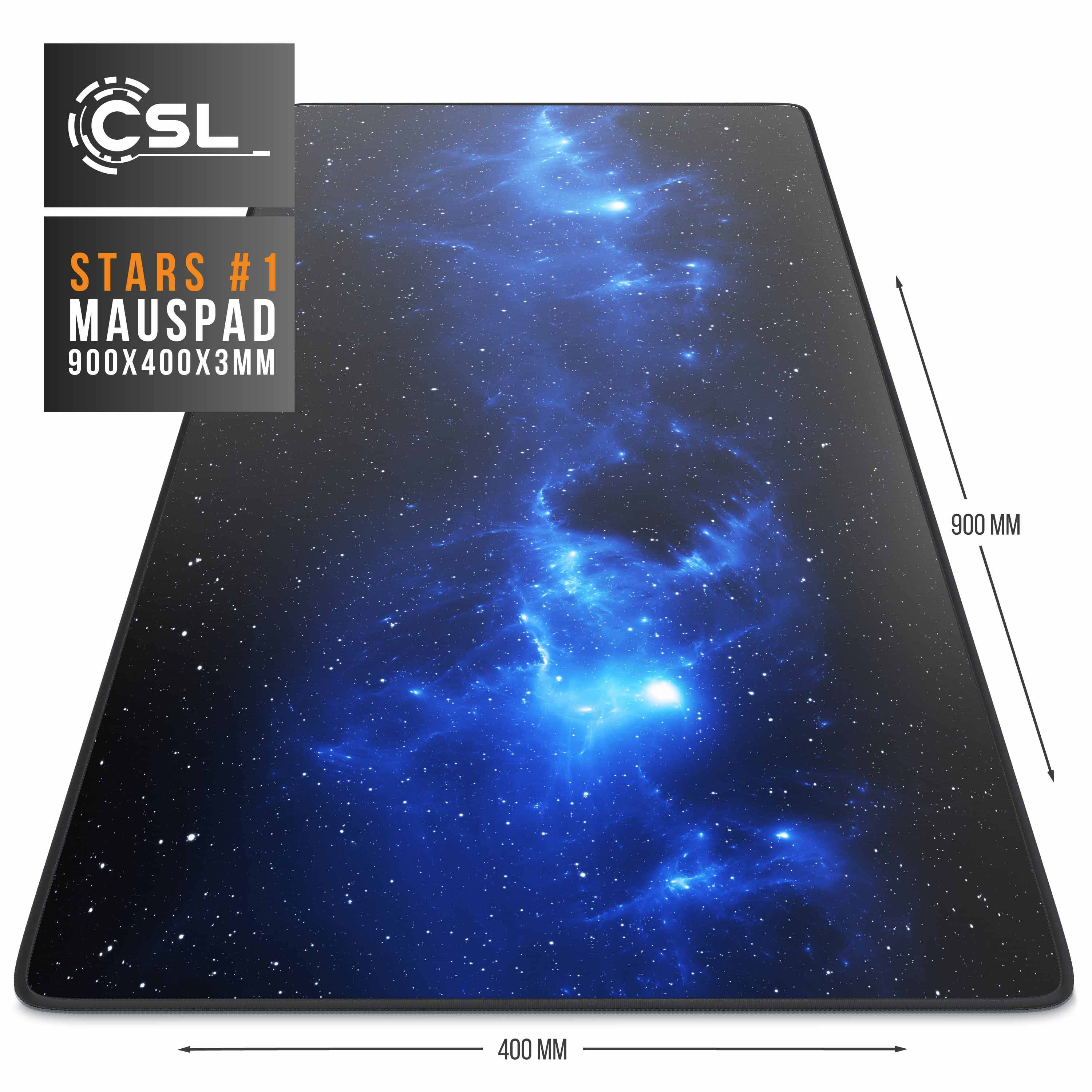 CSL Gaming Mauspad, XXL Schreibtischunterlage 900 x 400mm, Präzision & Geschwindigkeit, Stars Design