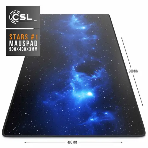 CSL Gaming Mauspad, XXL Schreibtischunterlage 900 x 400mm, Präzision & Geschwindigkeit, Stars Design CSL Gaming Mauspad, XXL Schreibtischunterlage 900 x 400mm, Präzision & Geschwindigkeit, Stars Design
