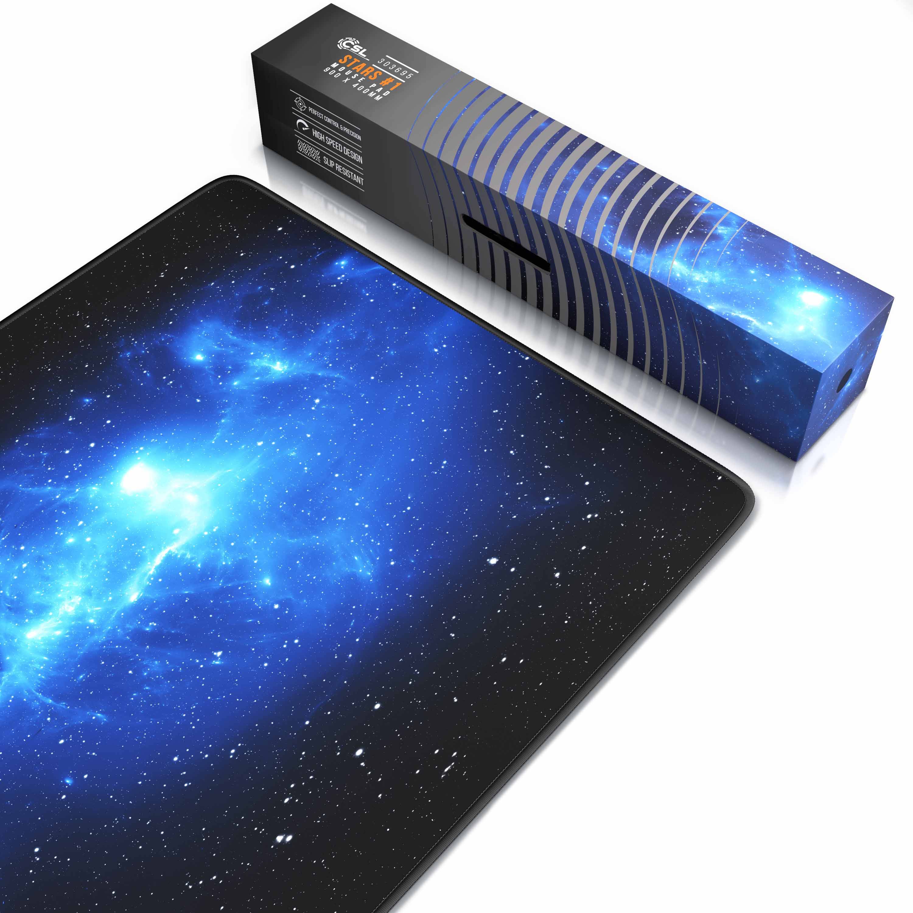 CSL Gaming Mauspad, XXL Schreibtischunterlage 900 x 400mm, Präzision & Geschwindigkeit, Stars Design