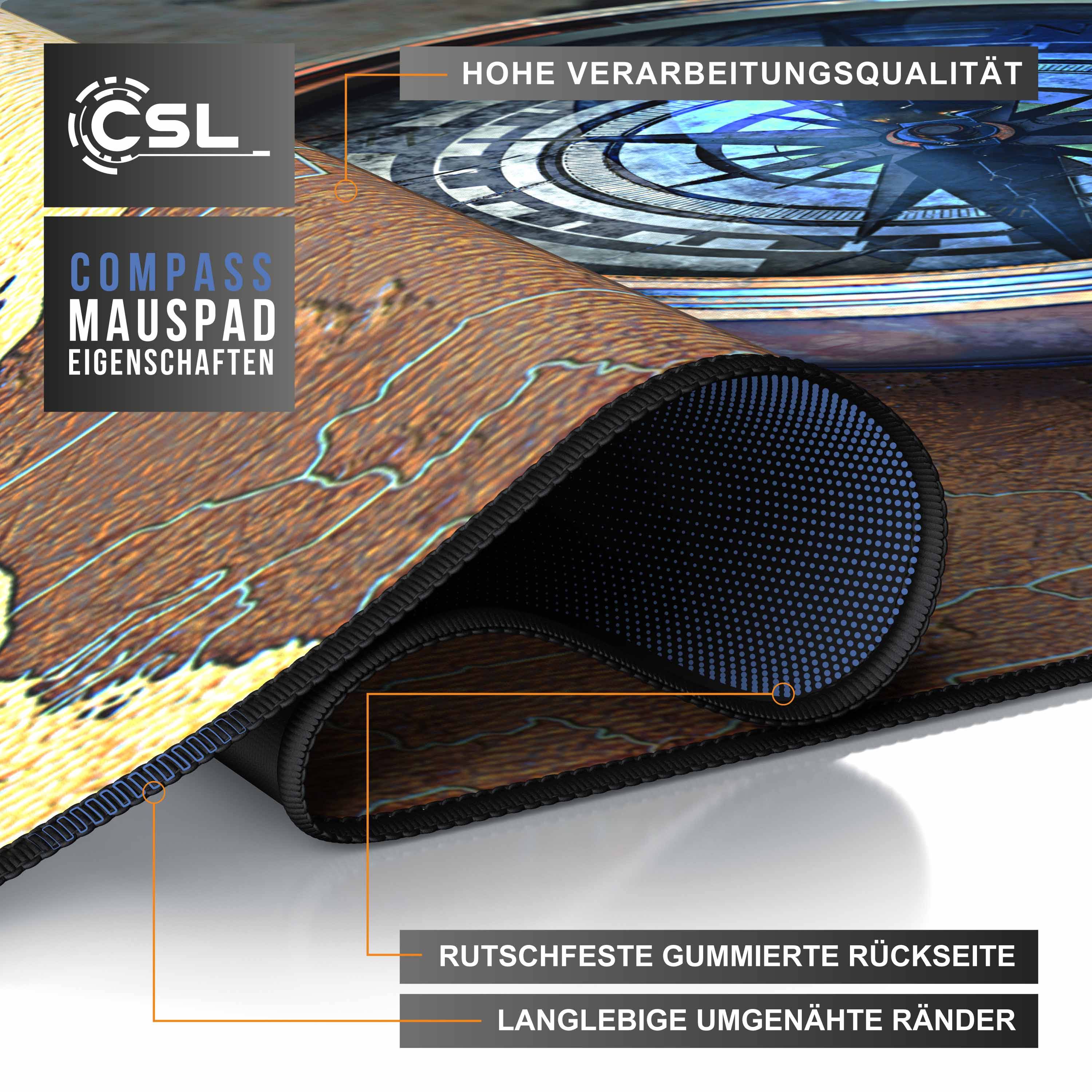CSL Gaming Mauspad, XXL Schreibtischunterlage 900 x 400mm, Präzision & Geschwindigkeit, Compass