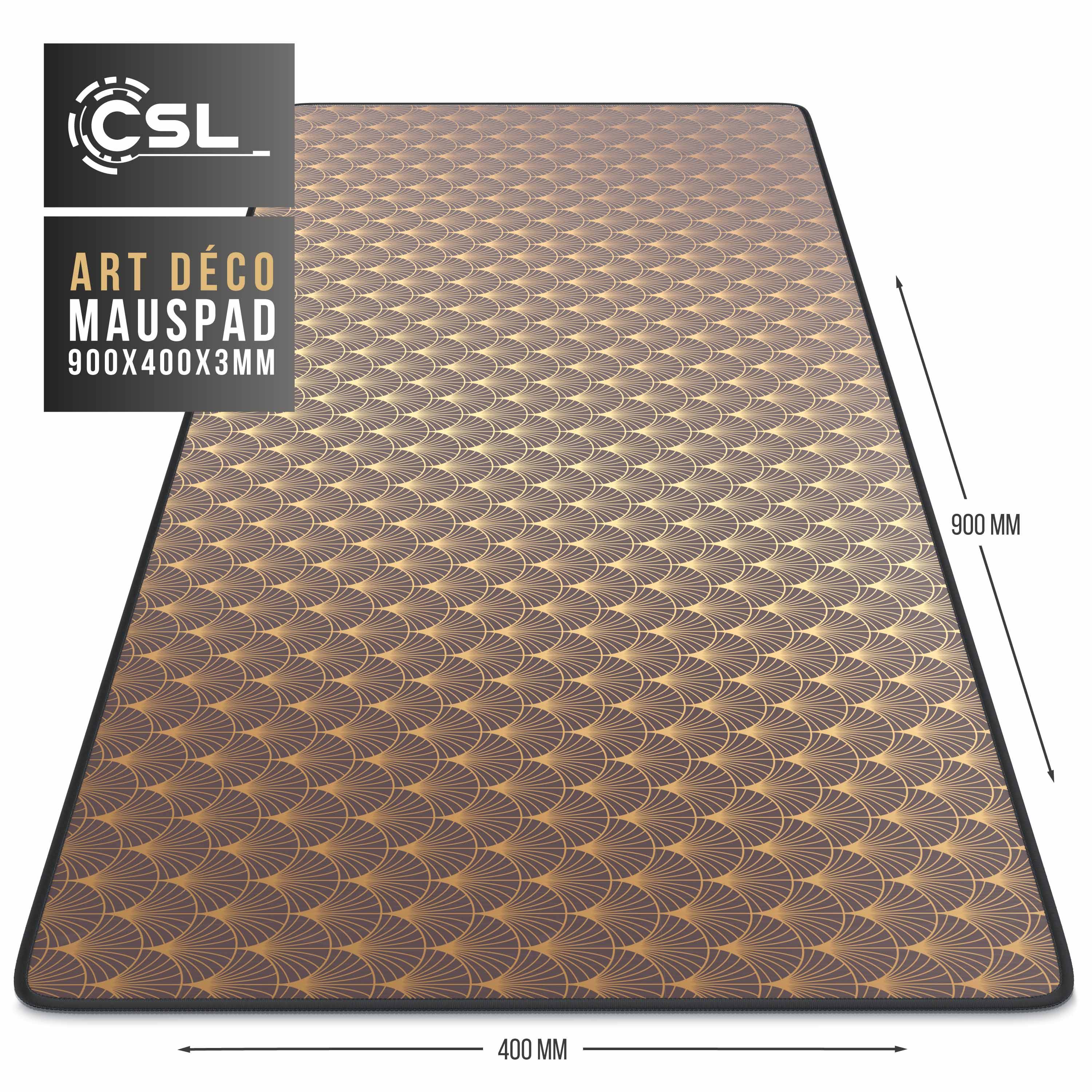 CSL Gaming Mauspad, XXL Schreibtischunterlage 900 x 400mm mit gewebter Microfastertextur, Art Deco