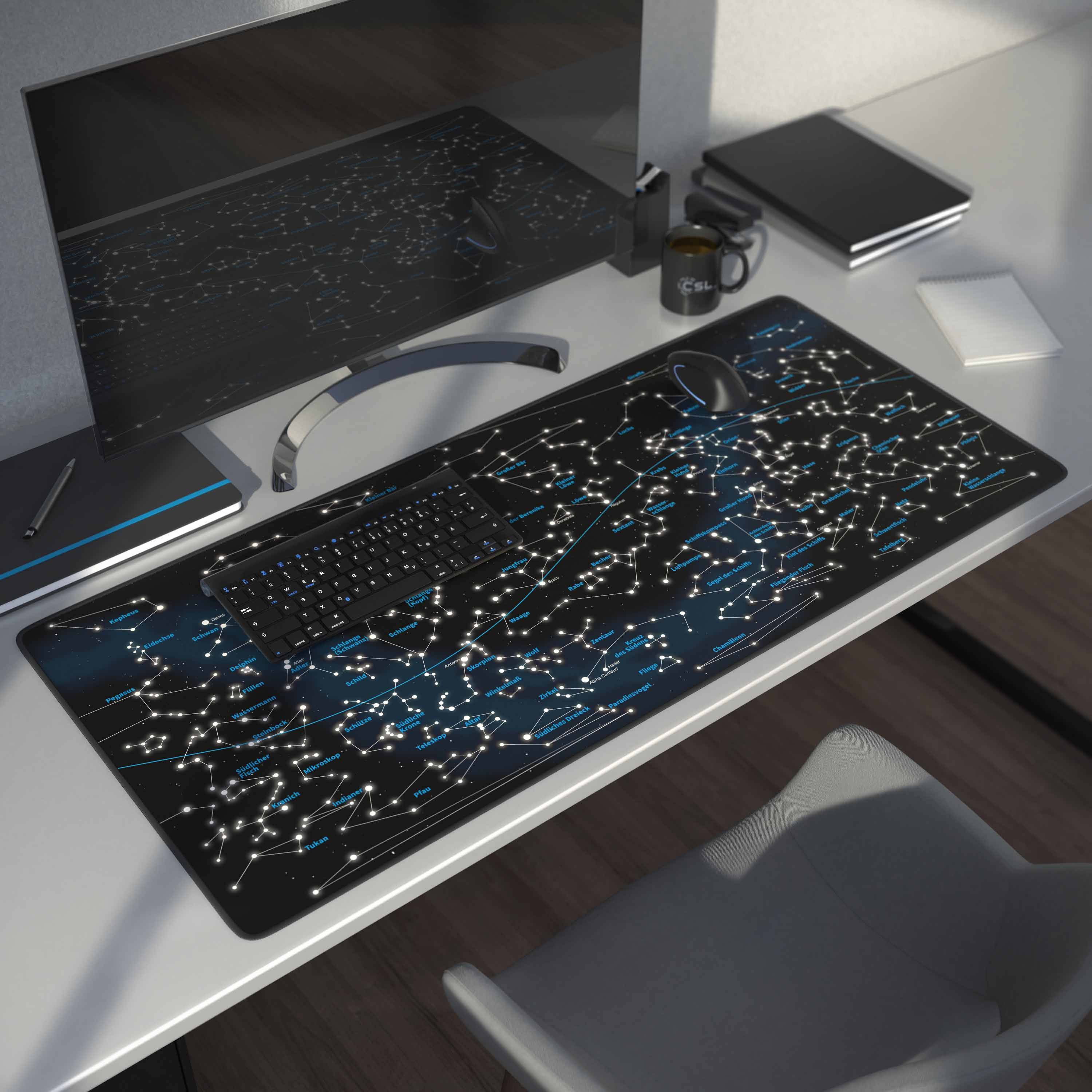 CSL Gaming Mauspad, XXL Schreibtischunterlage 900 x 400mm, Präzision & Geschwindigkeit, Celestial Map
