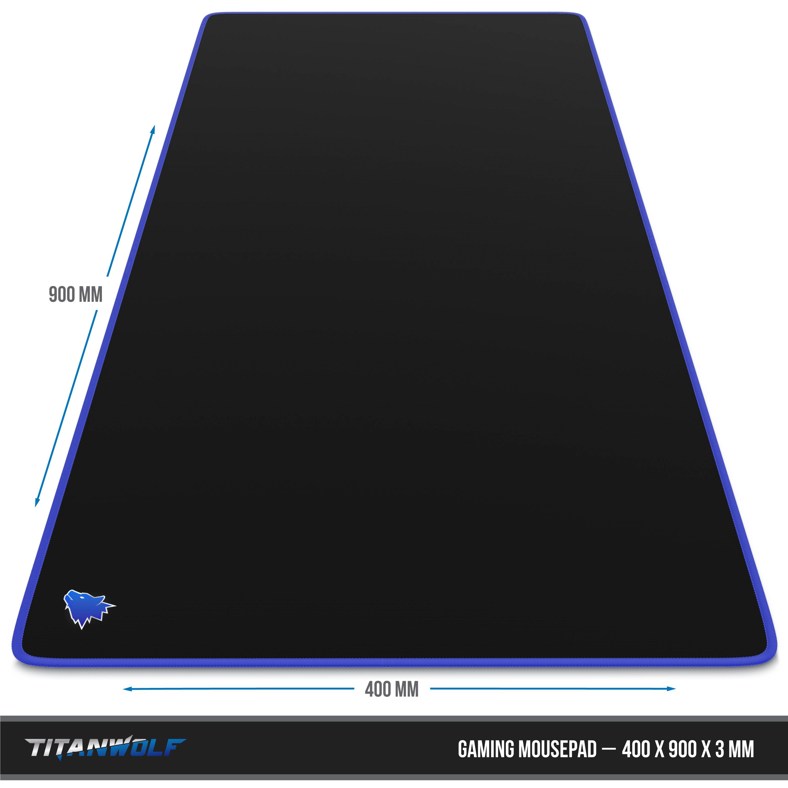 Titanwolf Gaming Mauspad, XXL Speed Gaming Mousepad / Extragroße Fläche von 900 x 400mm, Kopf blau