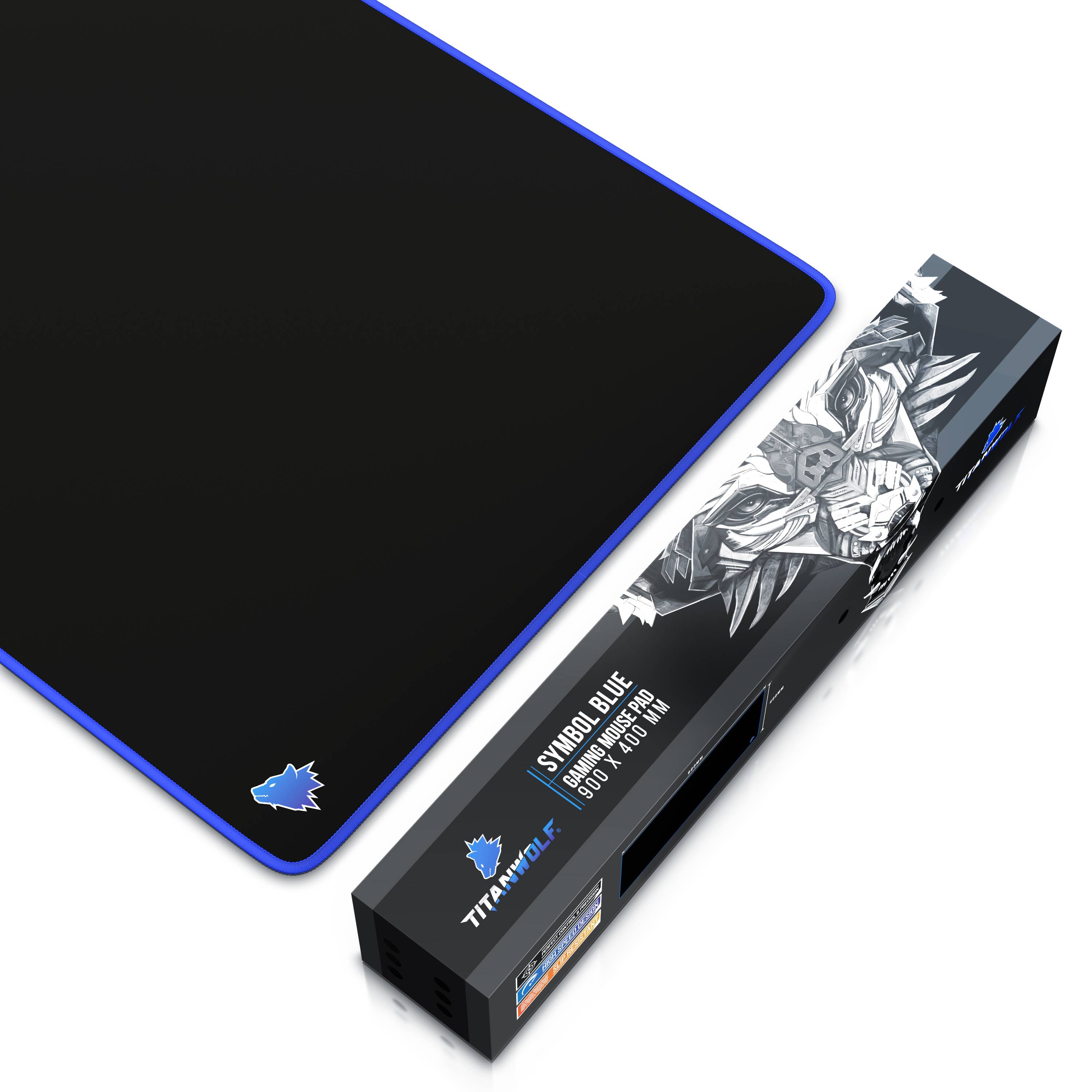 Titanwolf Gaming Mauspad, XXL Speed Gaming Mousepad / Extragroße Fläche von 900 x 400mm, Kopf blau