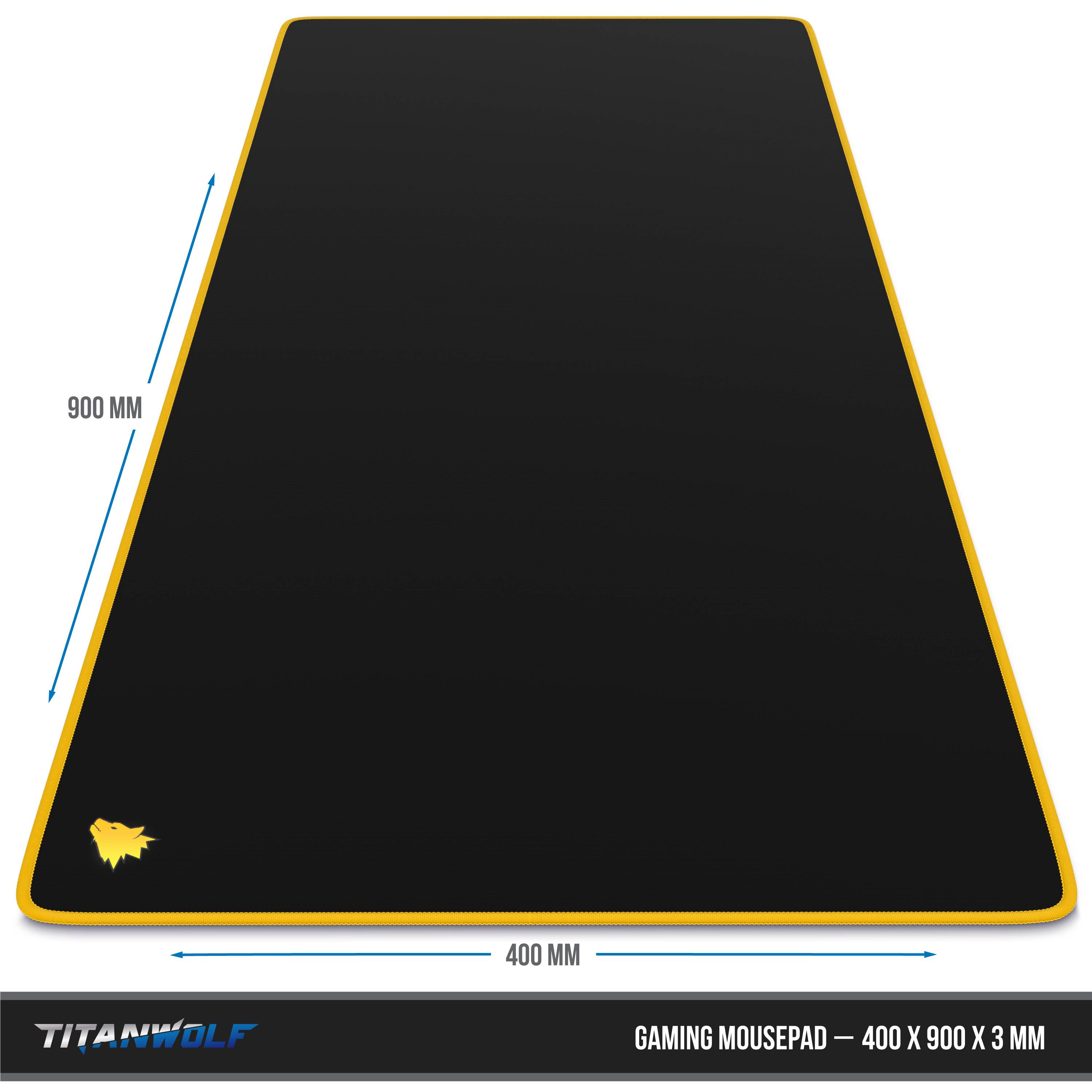 Titanwolf Gaming Mauspad, XXL Speed Gaming Mousepad / Extragroße Fläche von 900 x 400mm, Kopf gelb