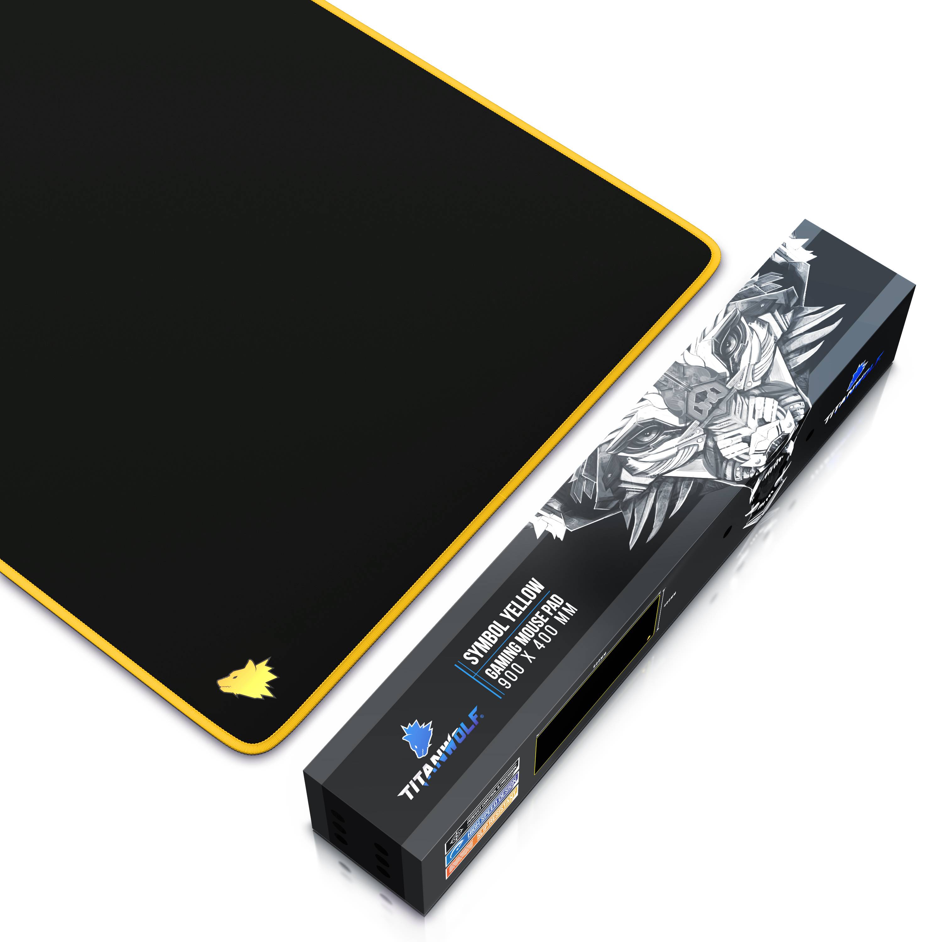 Titanwolf Gaming Mauspad, XXL Speed Gaming Mousepad / Extragroße Fläche von 900 x 400mm, Kopf gelb