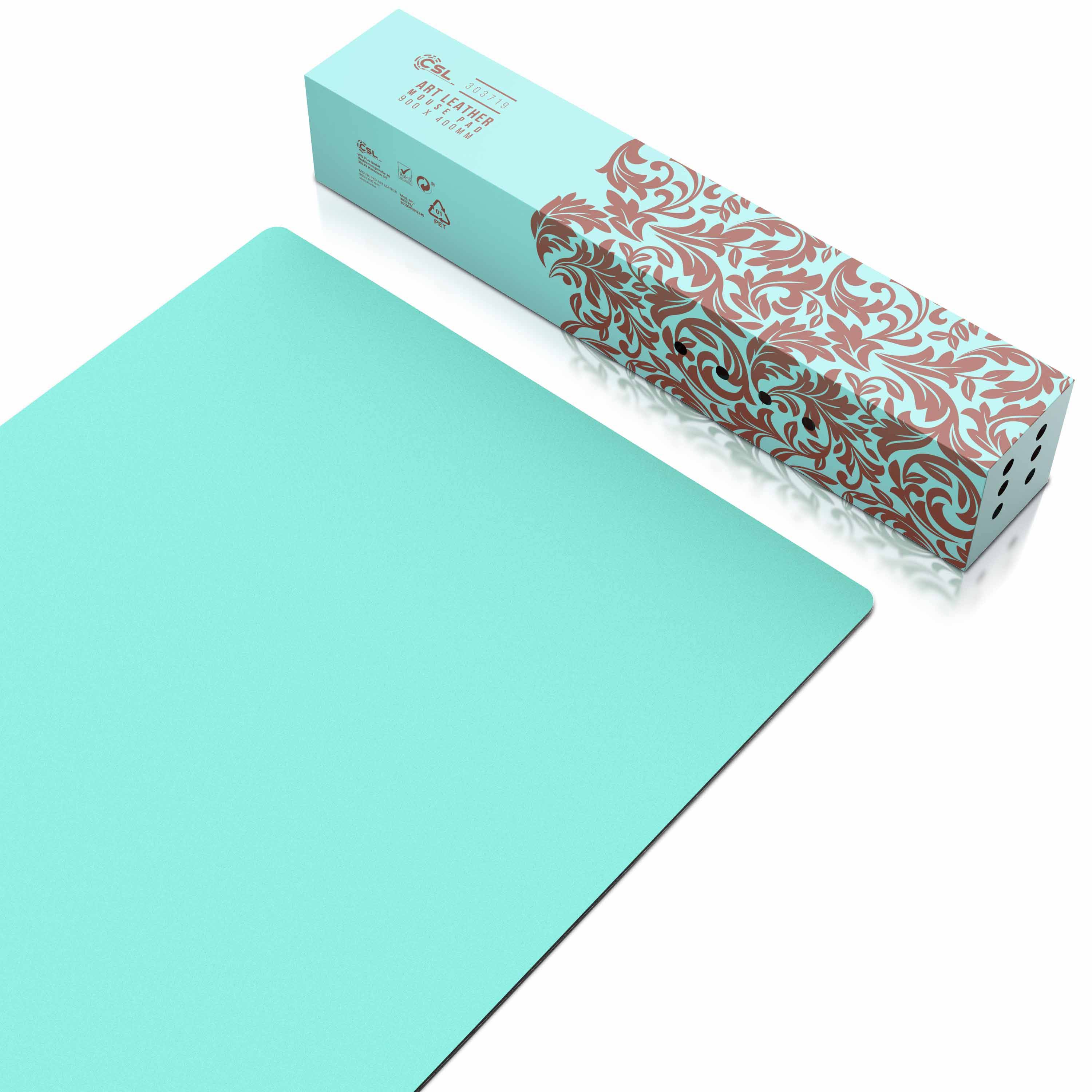 CSL Mauspad, Schreibtischunterlage XXL, Elegante Leder Optik, Mousepad 900 x 400 mm, mintgrün