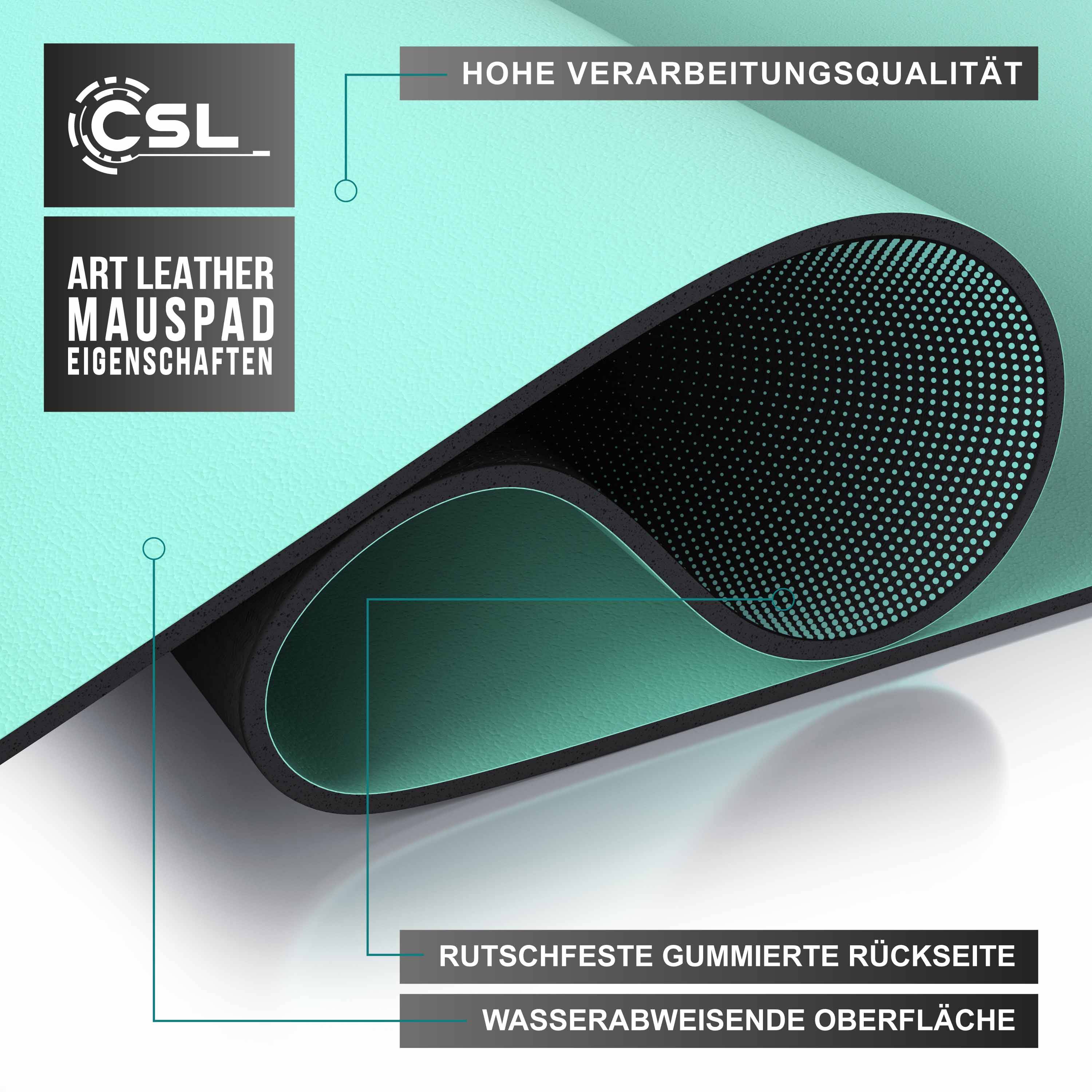 CSL Mauspad, Schreibtischunterlage XXL, Elegante Leder Optik, Mousepad 900 x 400 mm, mintgrün