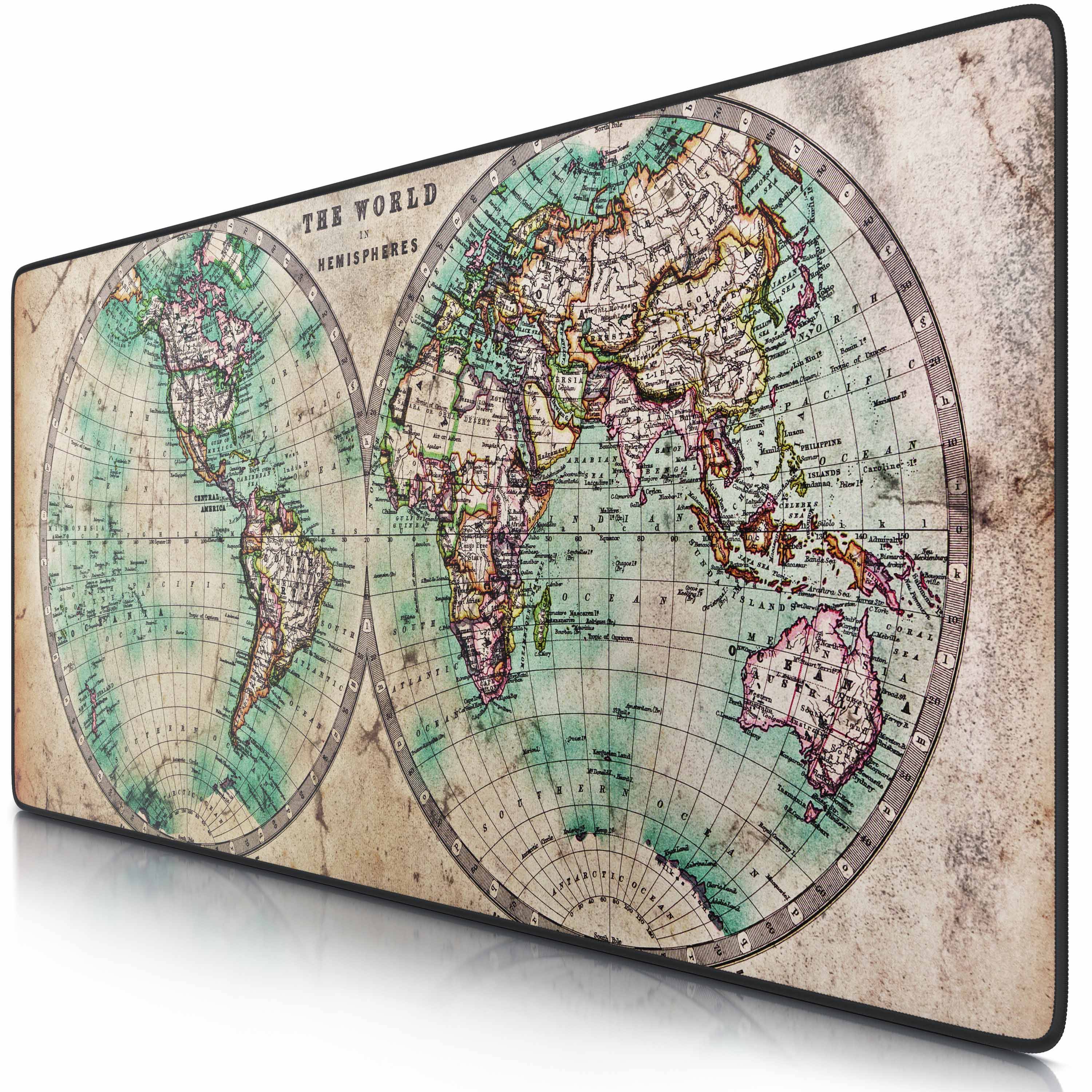 CSL Gaming Mauspad, XXL Schreibtischunterlage 900 x 400mm, Präzision & Geschwindigkeit, Old Map