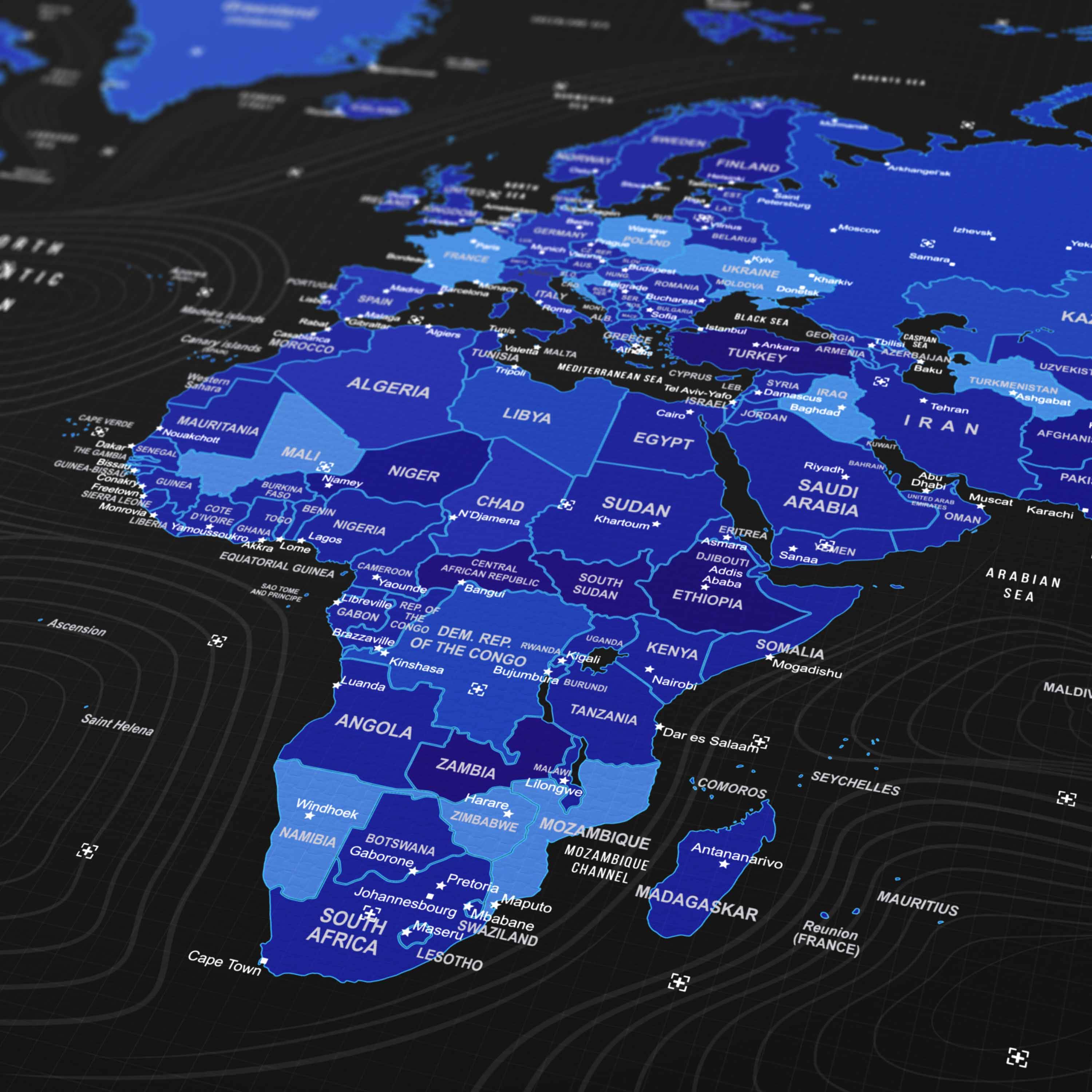 Titanwolf Gaming Mauspad, 900 x 400mm XXL Mousepad, verbessert Präzision & Geschwindigkeit, Welktarte blau