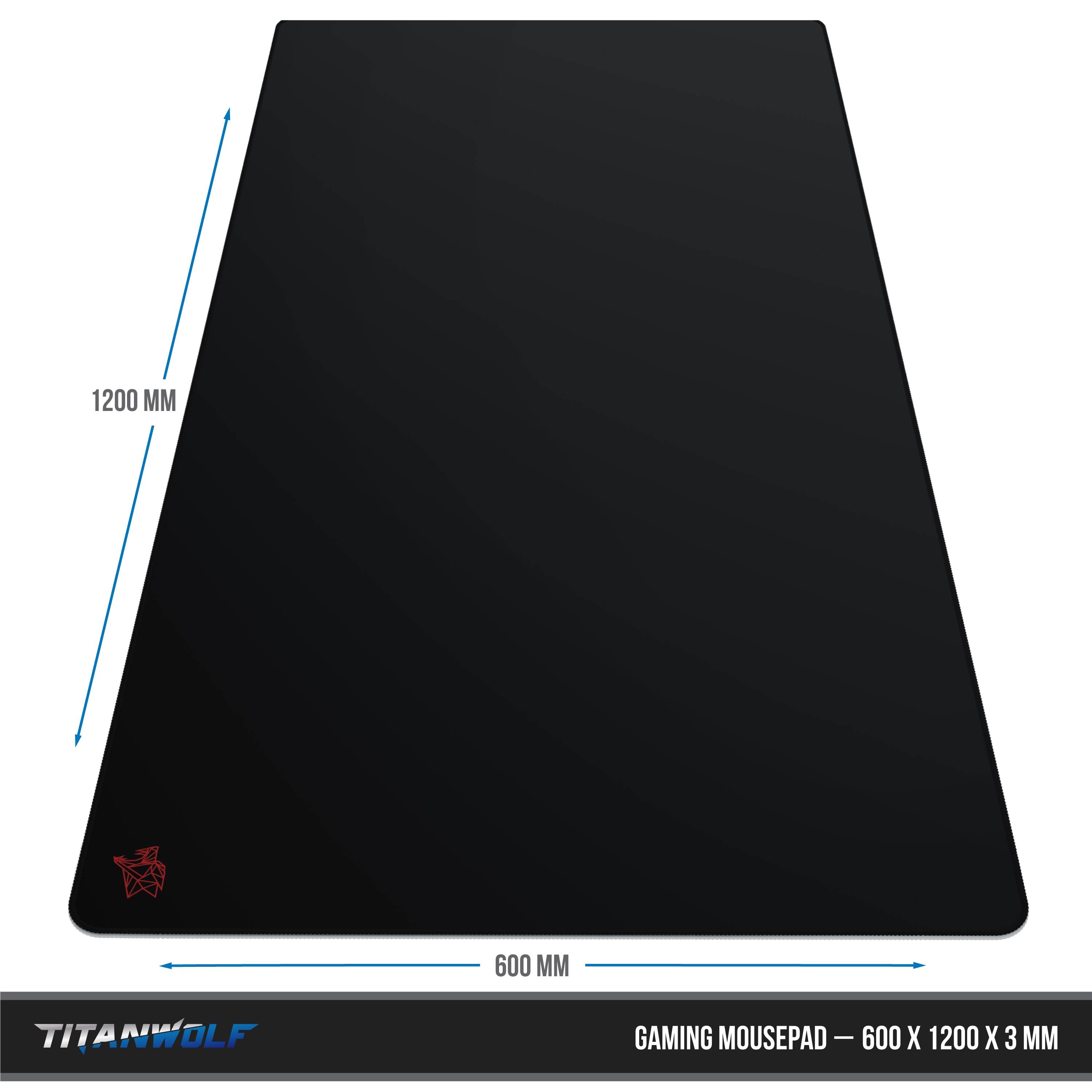 Titanwolf Gaming Mauspad, XXXL Speed Mousepad 1200 x 600 mm, Geschwindigkeit & Präzision, Logo rot