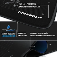 Titanwolf Gaming Mauspad XXL, glattes Stoffgewebe, Speed Mousepad 900 x 400mm große Fläche, Weltkarte deutsch Titanwolf Gaming Mauspad XXL, glattes Stoffgewebe, Speed Mousepad 900 x 400mm große Fläche, Weltkarte deutsch
