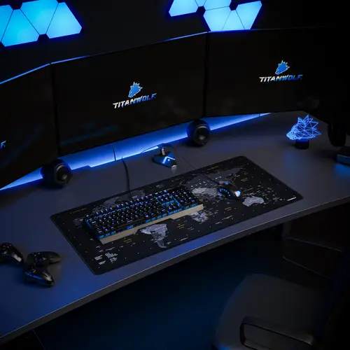 Titanwolf Gaming Mauspad XXL, glattes Stoffgewebe, Speed Mousepad 900 x 400mm große Fläche, Weltkarte deutsch Titanwolf Gaming Mauspad XXL, glattes Stoffgewebe, Speed Mousepad 900 x 400mm große Fläche, Weltkarte deutsch