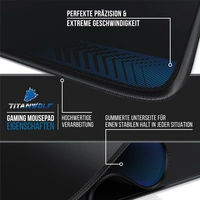 Titanwolf Gaming Mauspad, XXL Speed Gaming Mousepad / Extragroße Fläche von 900 x 400mm, schwarz Titanwolf Gaming Mauspad, XXL Speed Gaming Mousepad / Extragroße Fläche von 900 x 400mm, schwarz