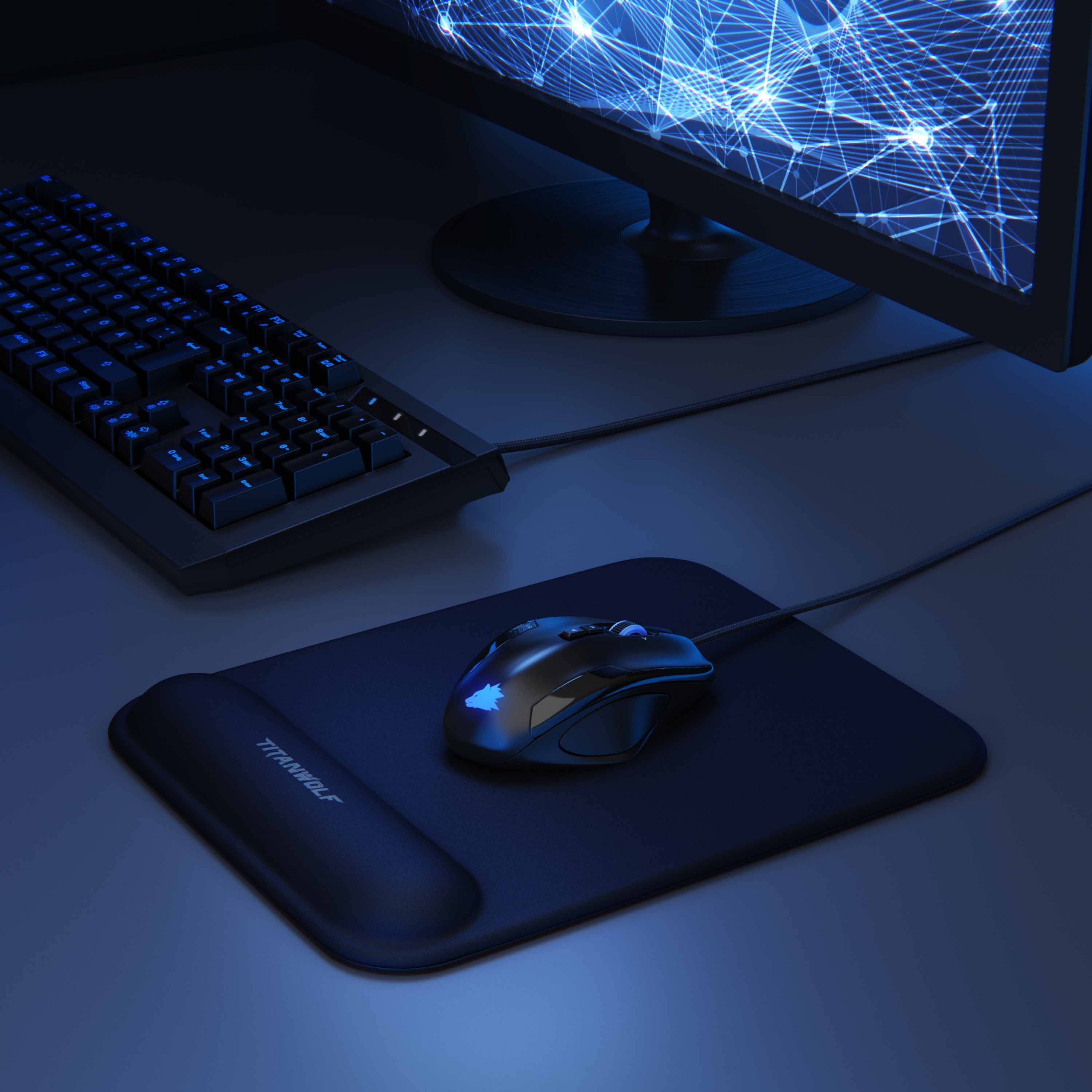 Titanwolf Gel Mauspad mit Handgelenkpolster Office Mousepad mit Handgelenkauflage