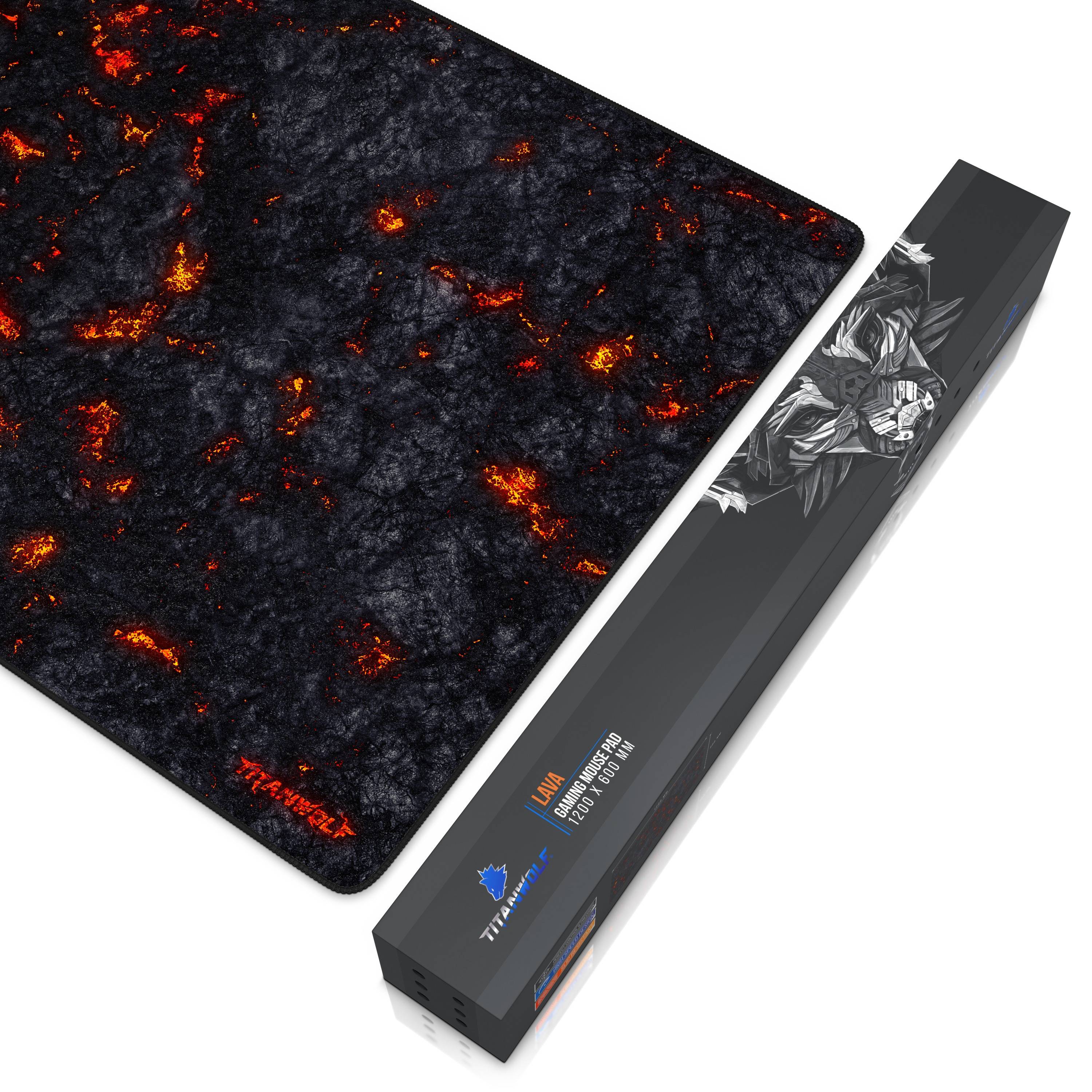 Titanwolf Gaming Mauspad, XXXL Speed Mousepad 1200 x 600 mm, Geschwindigkeit & Präzision, Lavamotiv