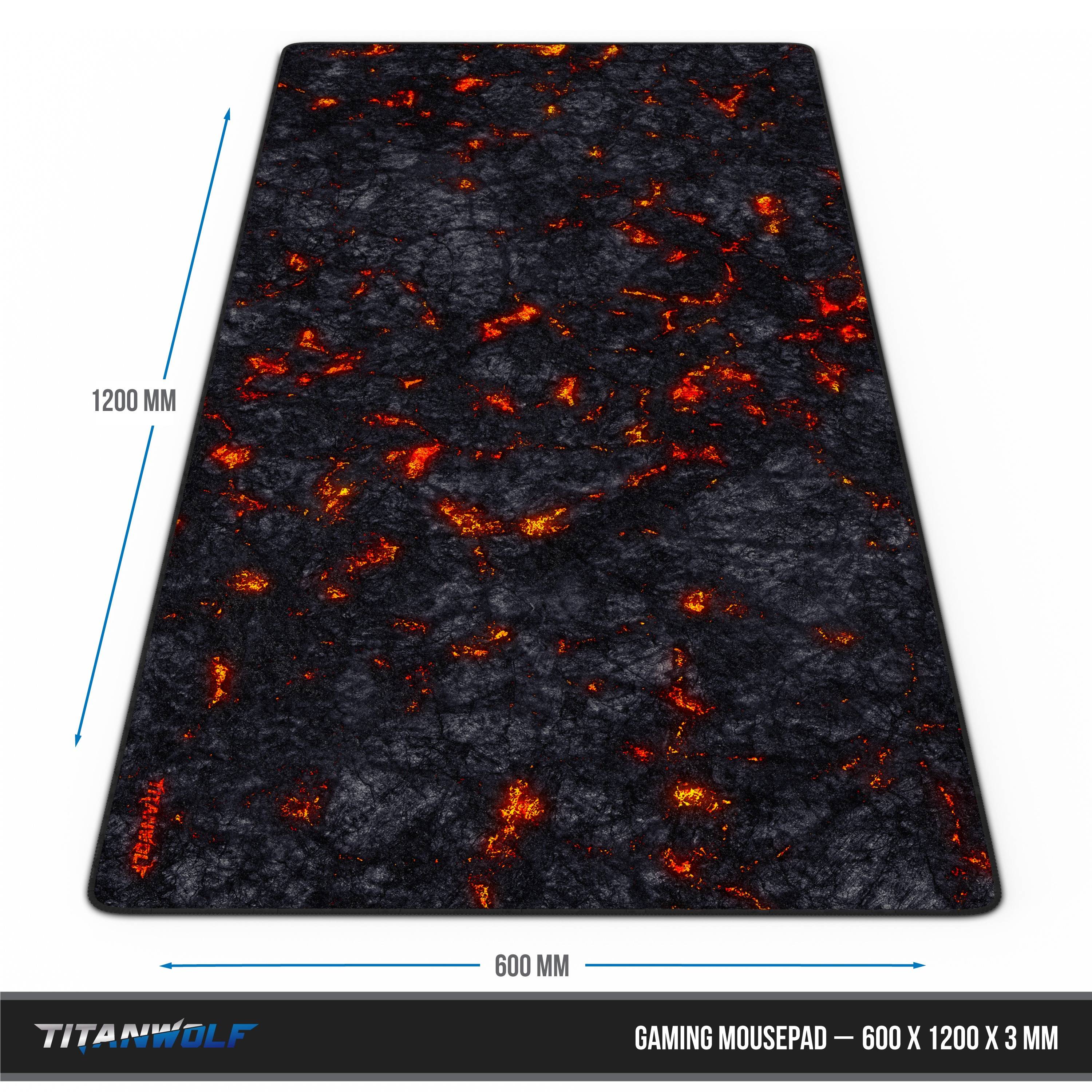 Titanwolf Gaming Mauspad, XXXL Speed Mousepad 1200 x 600 mm, Geschwindigkeit & Präzision, Lavamotiv