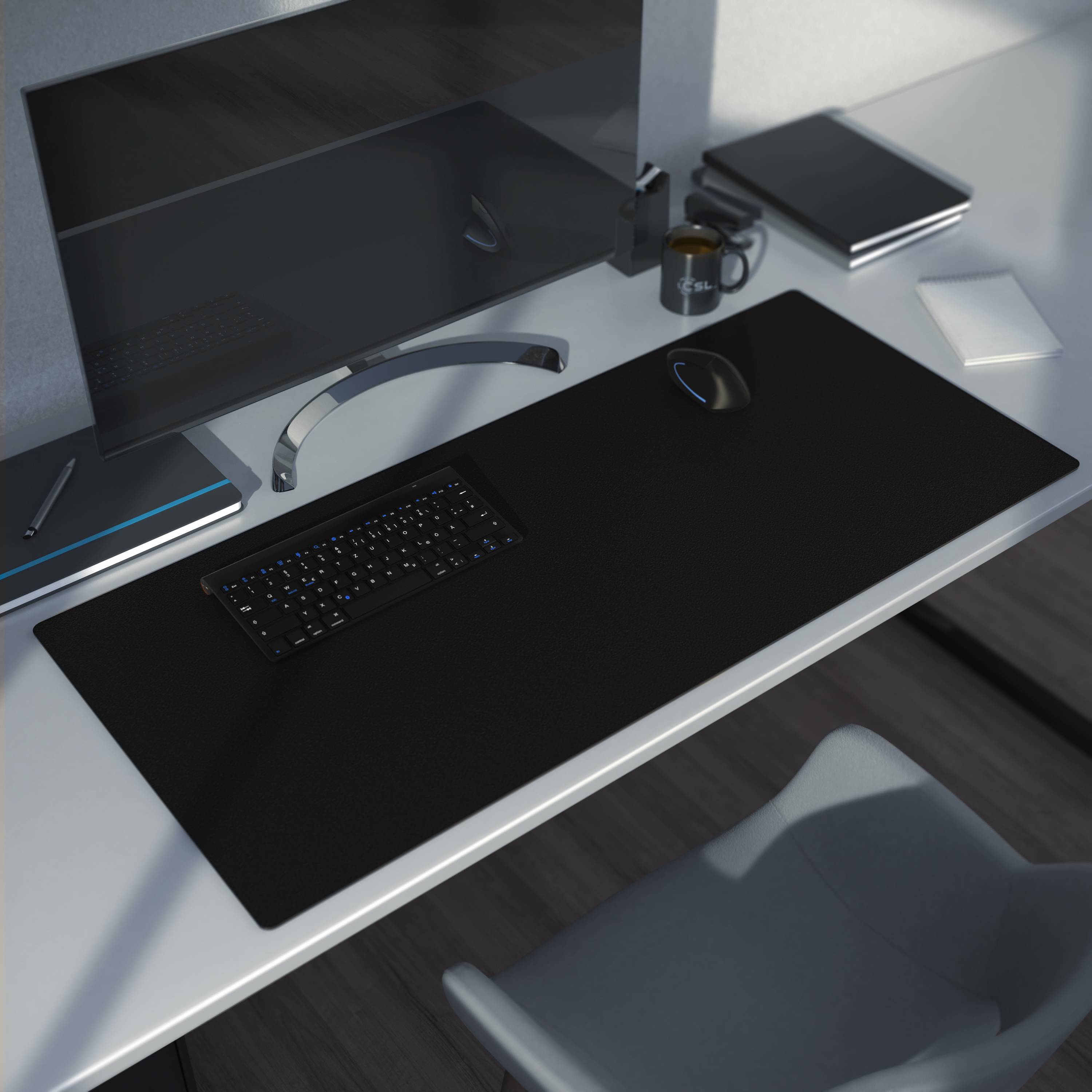 CSL Mauspad, Schreibtischunterlage XXL, Elegante Leder Optik, Mousepad 900 x 400 mm, schwarz