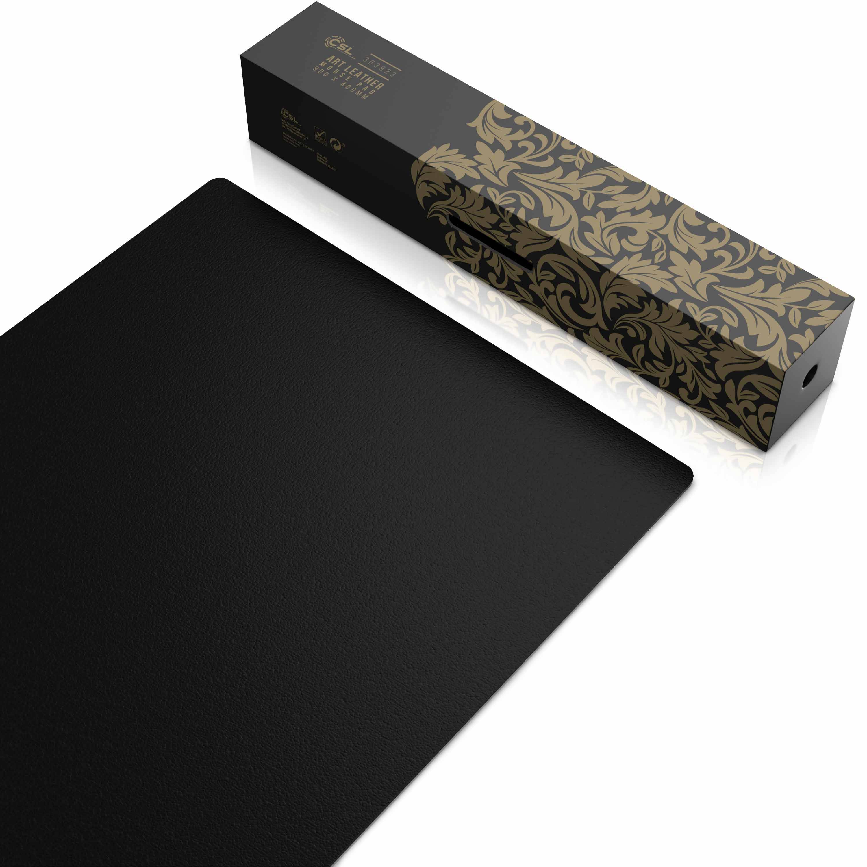 CSL Mauspad, Schreibtischunterlage XXL, Elegante Leder Optik, Mousepad 900 x 400 mm, schwarz
