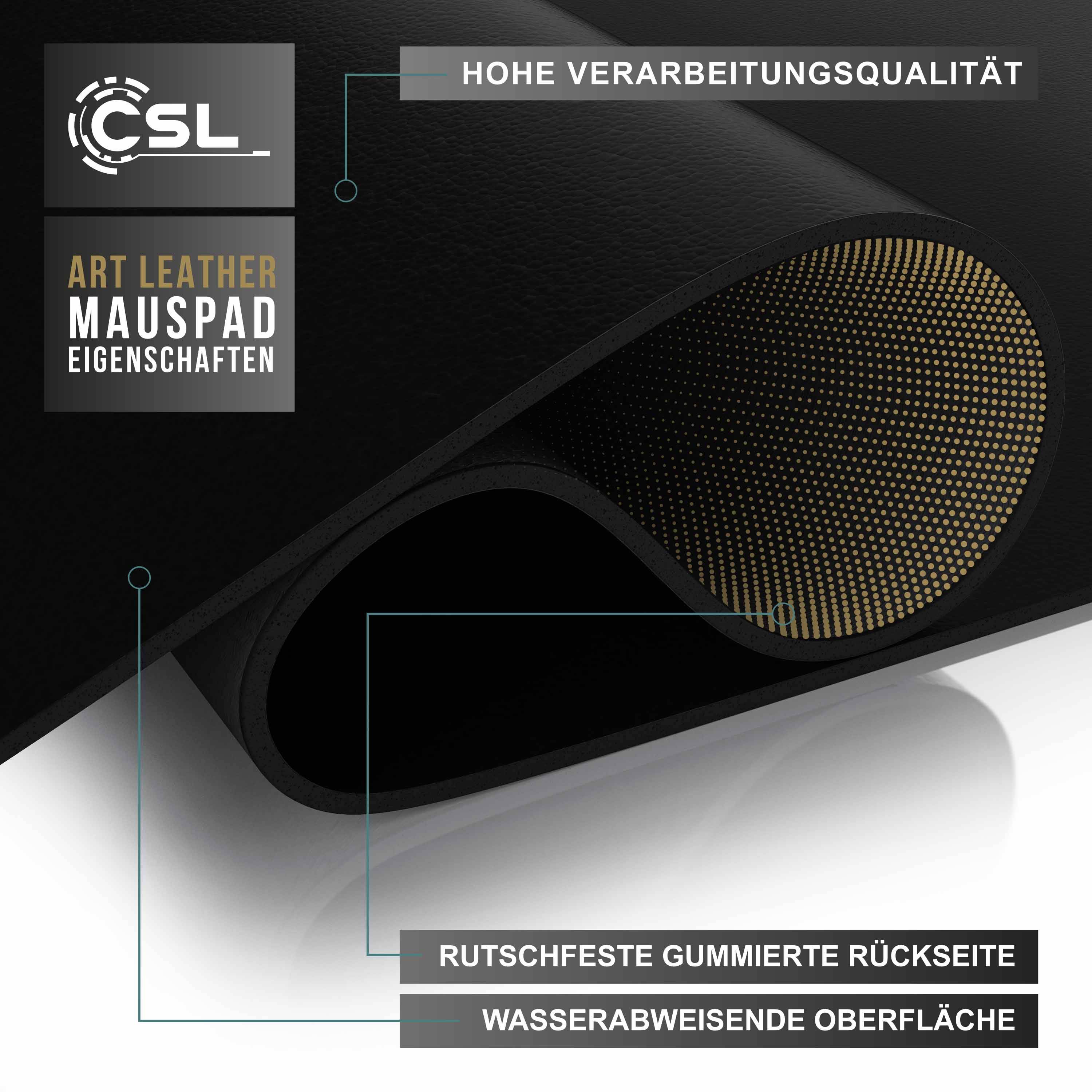 CSL Mauspad, Schreibtischunterlage XXL, Elegante Leder Optik, Mousepad 900 x 400 mm, schwarz
