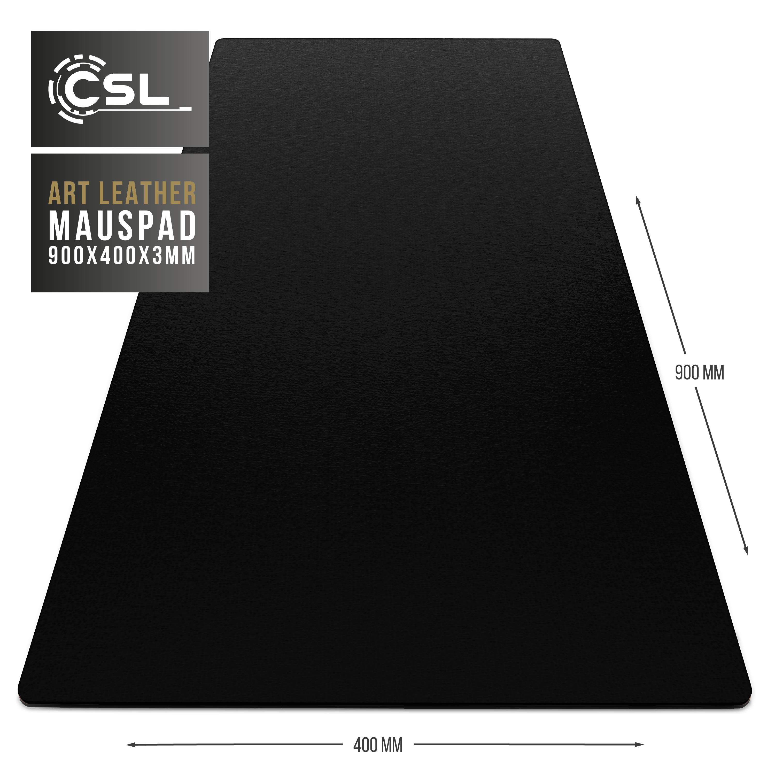 CSL Mauspad, Schreibtischunterlage XXL, Elegante Leder Optik, Mousepad 900 x 400 mm, schwarz