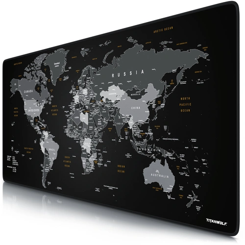 Titanwolf Gaming Mauspad XXL, glattes Stoffgewebe, Speed Mousepad 900 x 400mm große Fläche, Weltkarte Global Titanwolf Gaming Mauspad XXL, glattes Stoffgewebe, Speed Mousepad 900 x 400mm große Fläche, Weltkarte Global
