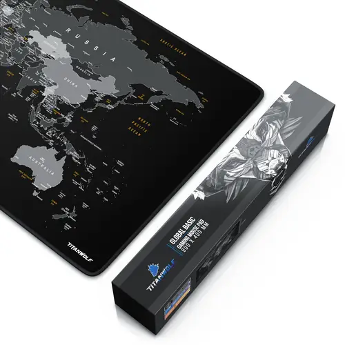 Titanwolf Gaming Mauspad XXL, glattes Stoffgewebe, Speed Mousepad 900 x 400mm große Fläche, Weltkarte Global Titanwolf Gaming Mauspad XXL, glattes Stoffgewebe, Speed Mousepad 900 x 400mm große Fläche, Weltkarte Global