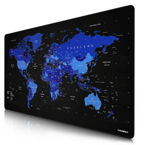 Titanwolf Gaming Mauspad, XXXL Speed Mousepad 1200 x 600 mm, Geschwindigkeit & Präzision, Weltkarte blau Titanwolf Gaming Mauspad, XXXL Speed Mousepad 1200 x 600 mm, Geschwindigkeit & Präzision, Weltkarte blau