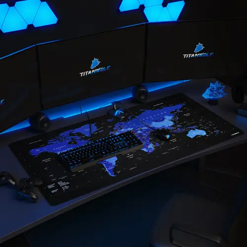 Titanwolf Gaming Mauspad, XXXL Speed Mousepad 1200 x 600 mm, Geschwindigkeit & Präzision, Weltkarte blau Titanwolf Gaming Mauspad, XXXL Speed Mousepad 1200 x 600 mm, Geschwindigkeit & Präzision, Weltkarte blau