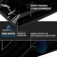 Titanwolf Gaming Mauspad, XXXL Speed Mousepad 1200 x 600 mm, Geschwindigkeit & Präzision, Doppelwolf Titanwolf Gaming Mauspad, XXXL Speed Mousepad 1200 x 600 mm, Geschwindigkeit & Präzision, Doppelwolf