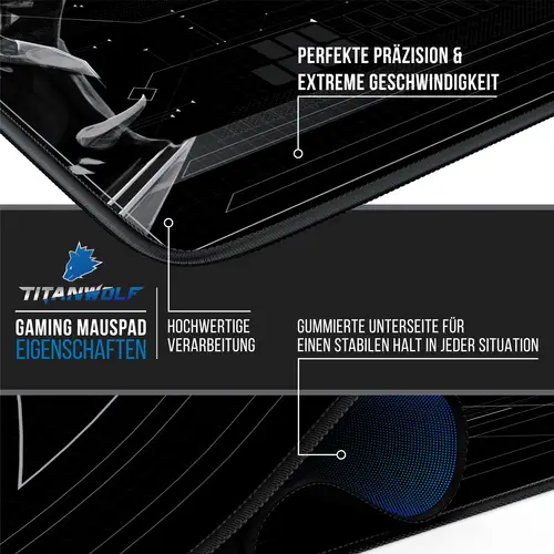 Titanwolf Gaming Mauspad, XXXL Speed Mousepad 1200 x 600 mm, Geschwindigkeit & Präzision, Doppelwolf Titanwolf Gaming Mauspad, XXXL Speed Mousepad 1200 x 600 mm, Geschwindigkeit & Präzision, Doppelwolf