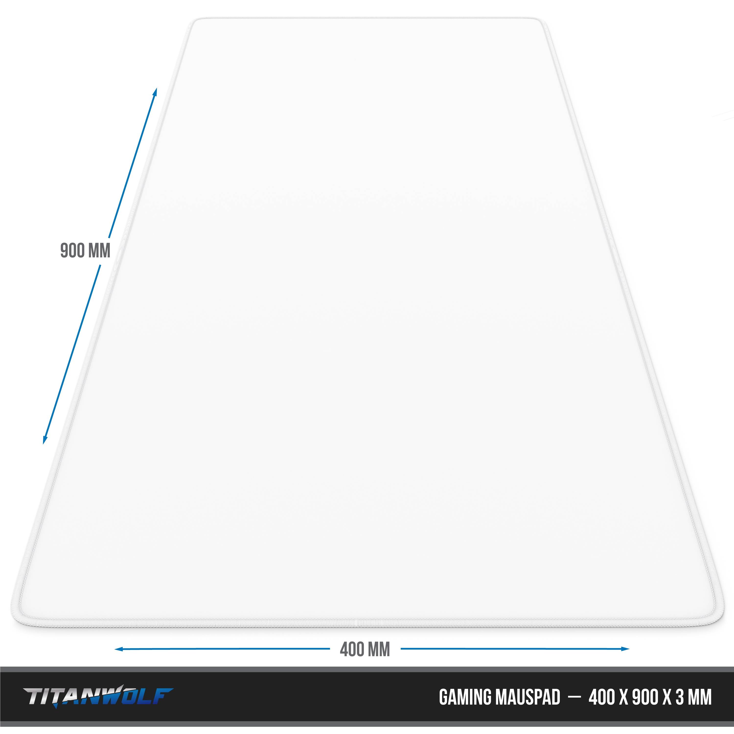 Titanwolf Gaming Mauspad, XXL Speed Gaming Mousepad / Extragroße Fläche von 900 x 400mm, weiß