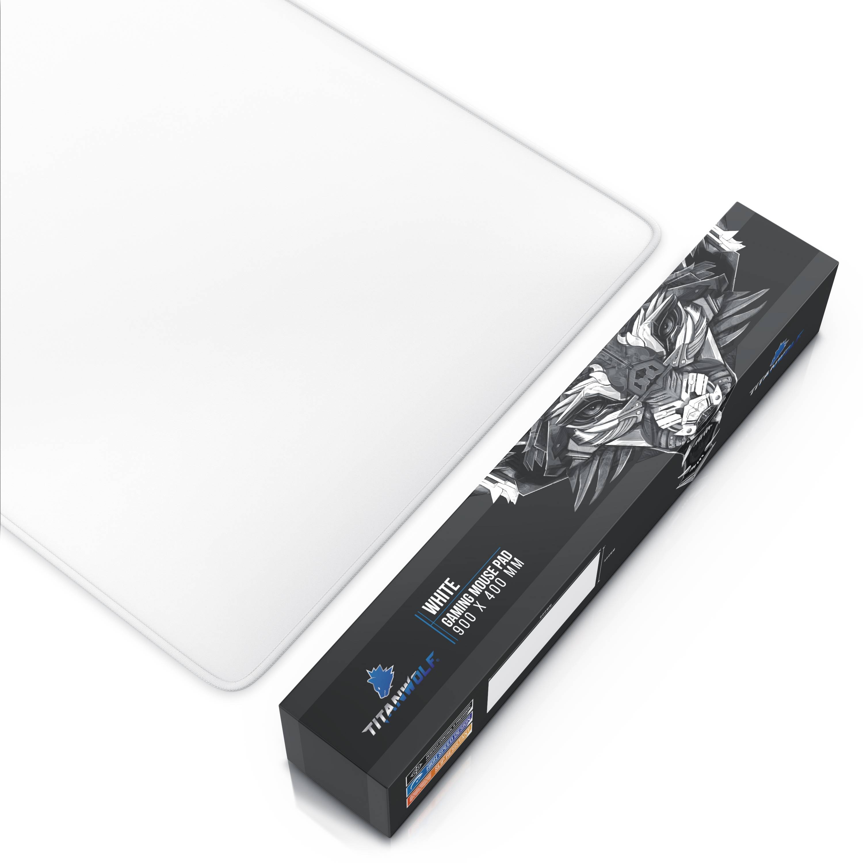 Titanwolf Gaming Mauspad, XXL Speed Gaming Mousepad / Extragroße Fläche von 900 x 400mm, weiß