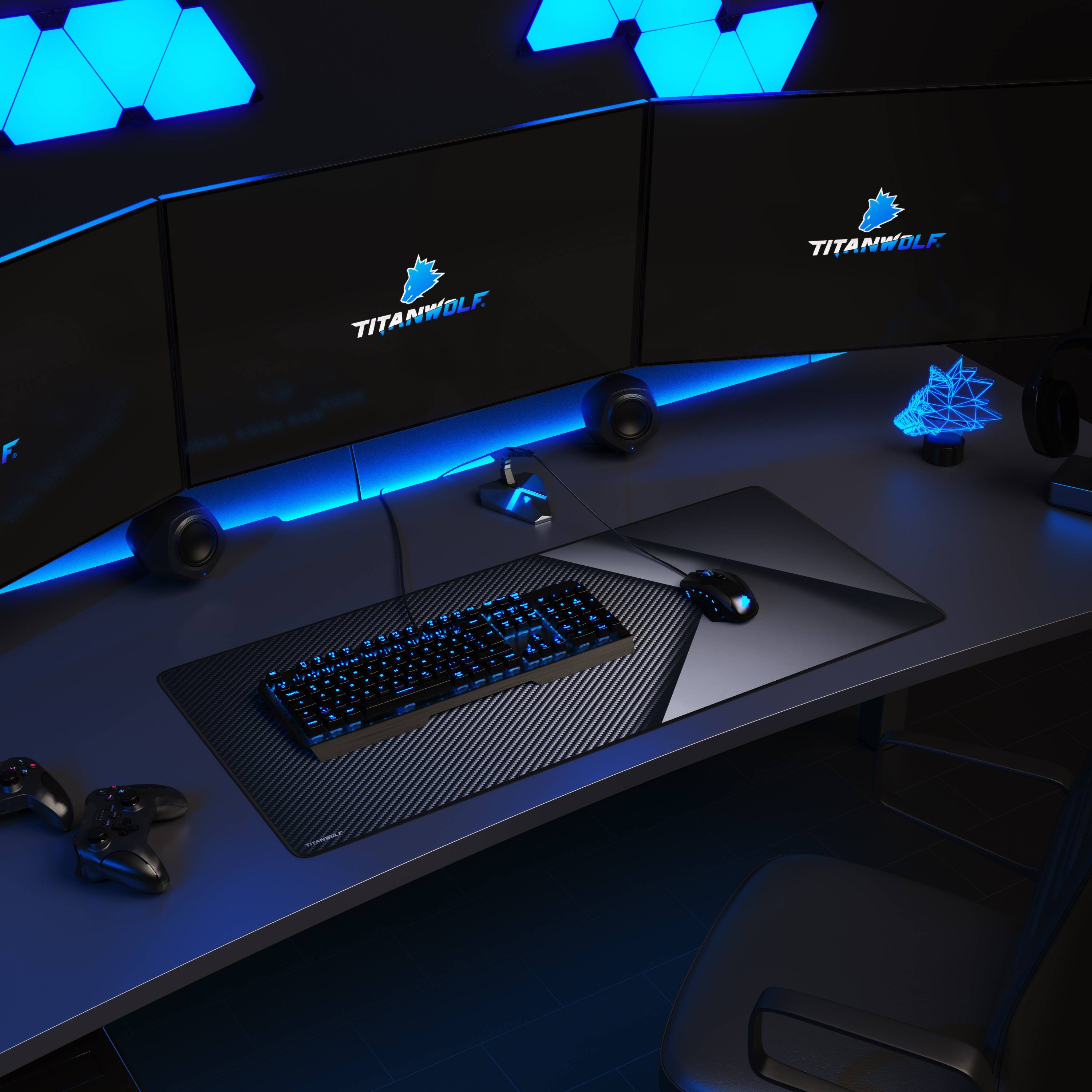 Titanwolf Gaming Mauspad, 900 x 400mm XXL Mousepad, verbessert Präzision & Geschwindigkeit, Carbon