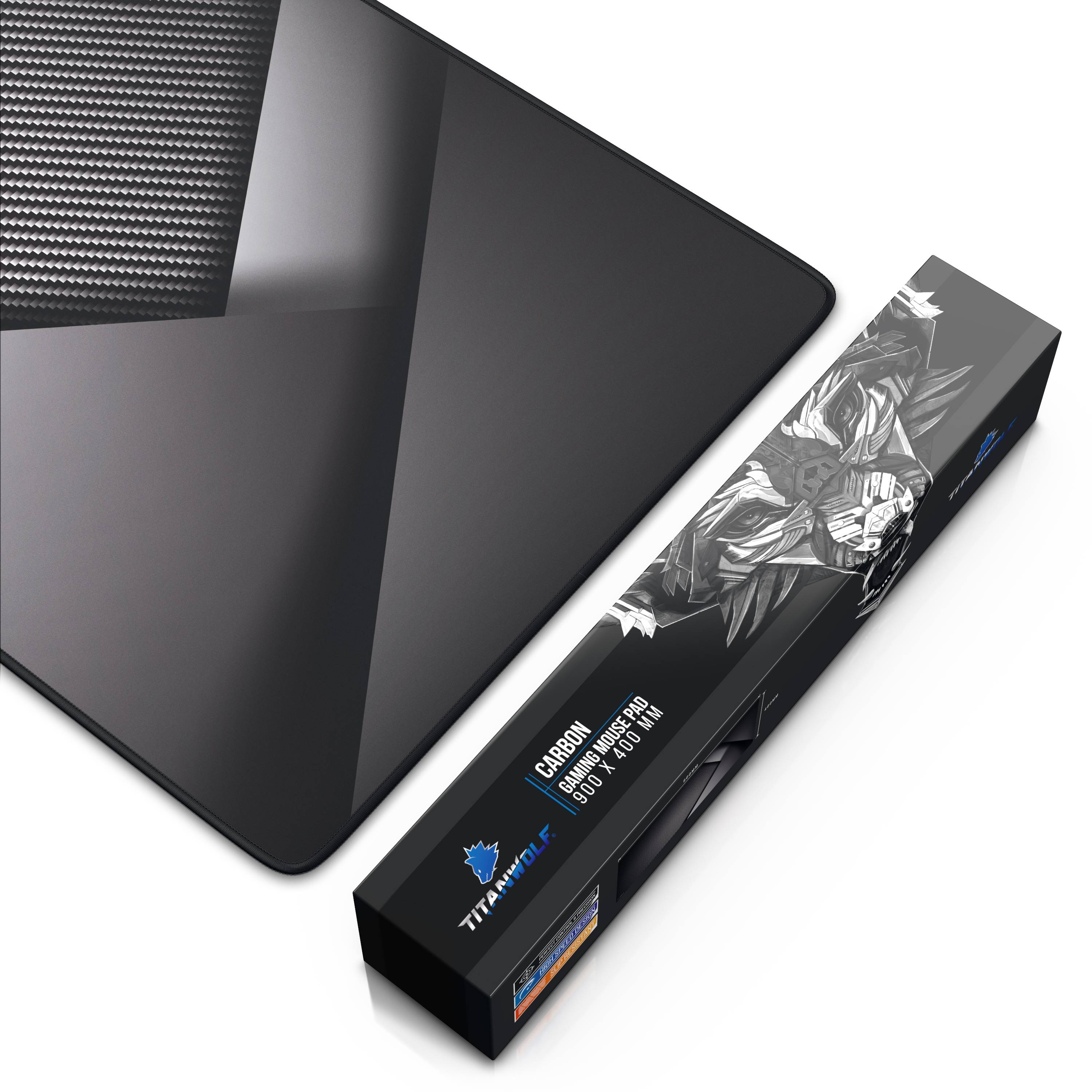Titanwolf Gaming Mauspad, 900 x 400mm XXL Mousepad, verbessert Präzision & Geschwindigkeit, Carbon