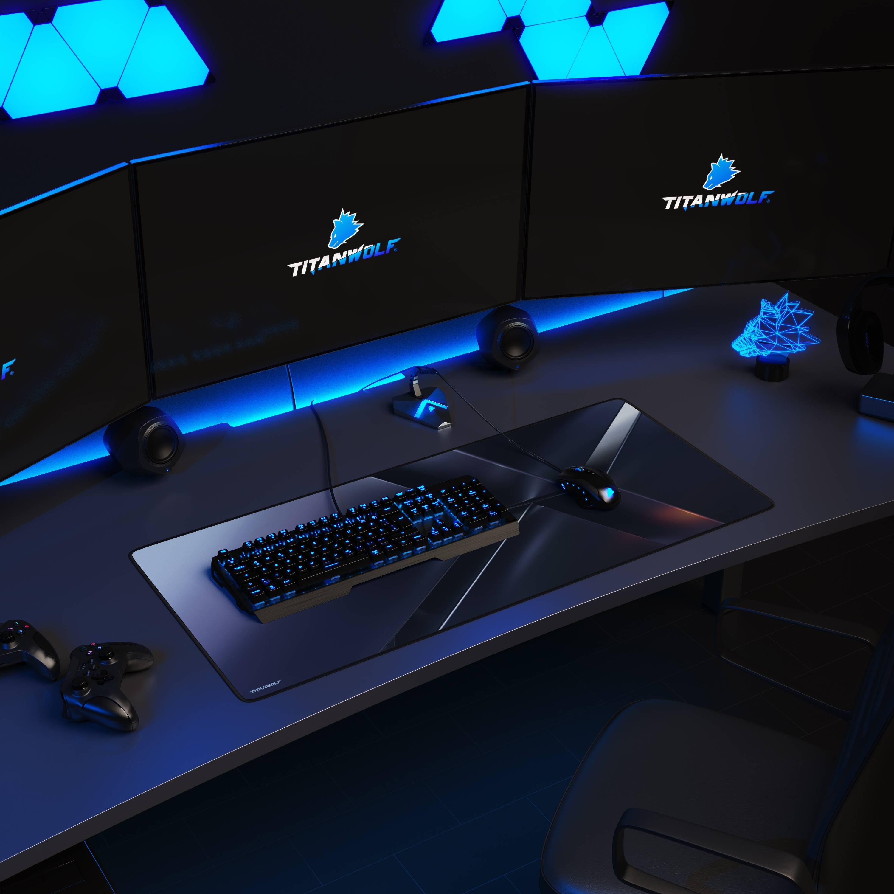 Titanwolf Gaming Mauspad, 900 x 400mm XXL Mousepad, verbessert Präzision & Geschwindigkeit, X Motiv