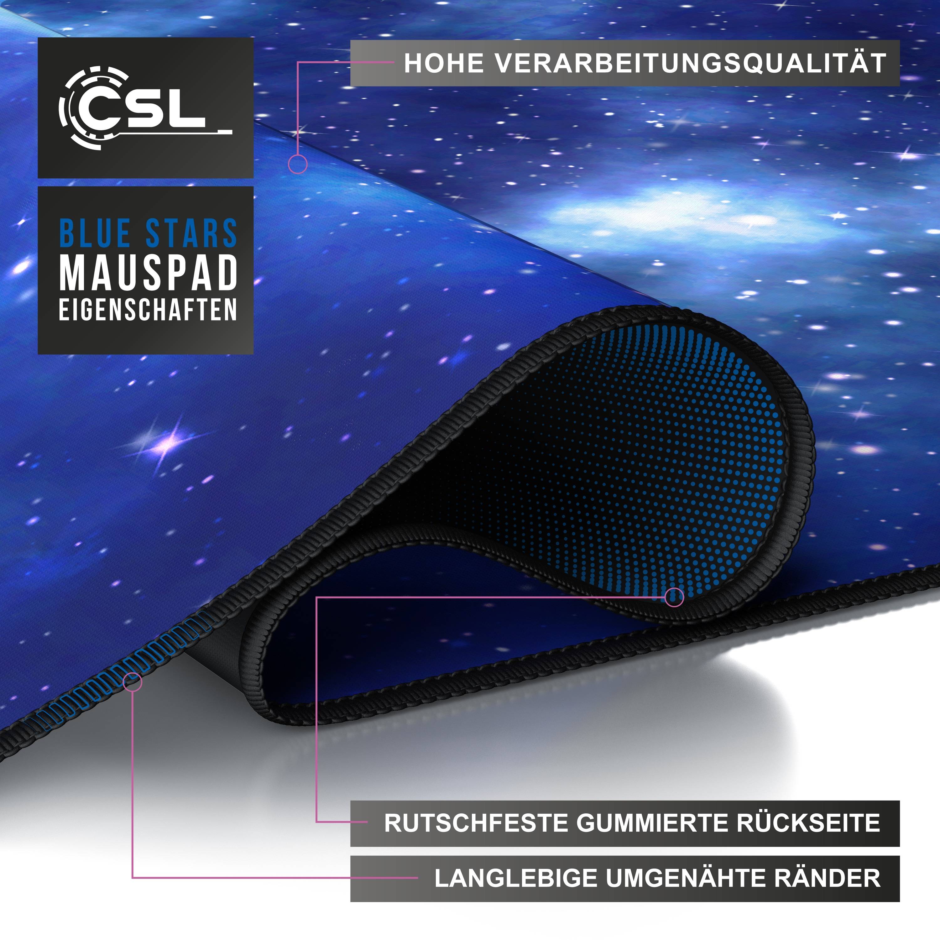 CSL Gaming Mauspad, XXL Schreibtischunterlage 900 x 400mm, Präzision & Geschwindigkeit, Blaue Sterne