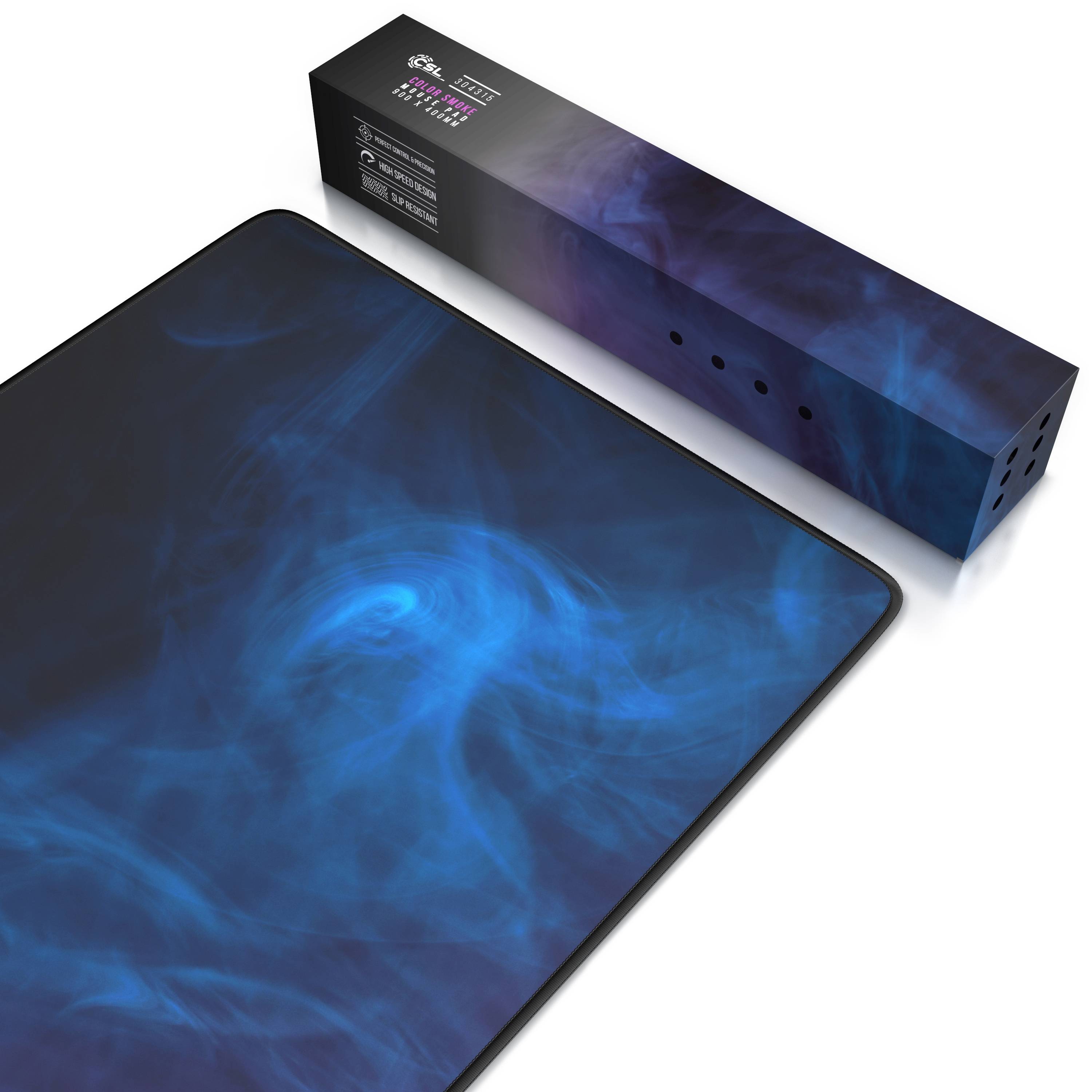 CSL Gaming Mauspad, XXL, Mousepad, 900 x 400 x 3 mm, Tischunterlage, abwaschbar, Farbiger Rauch