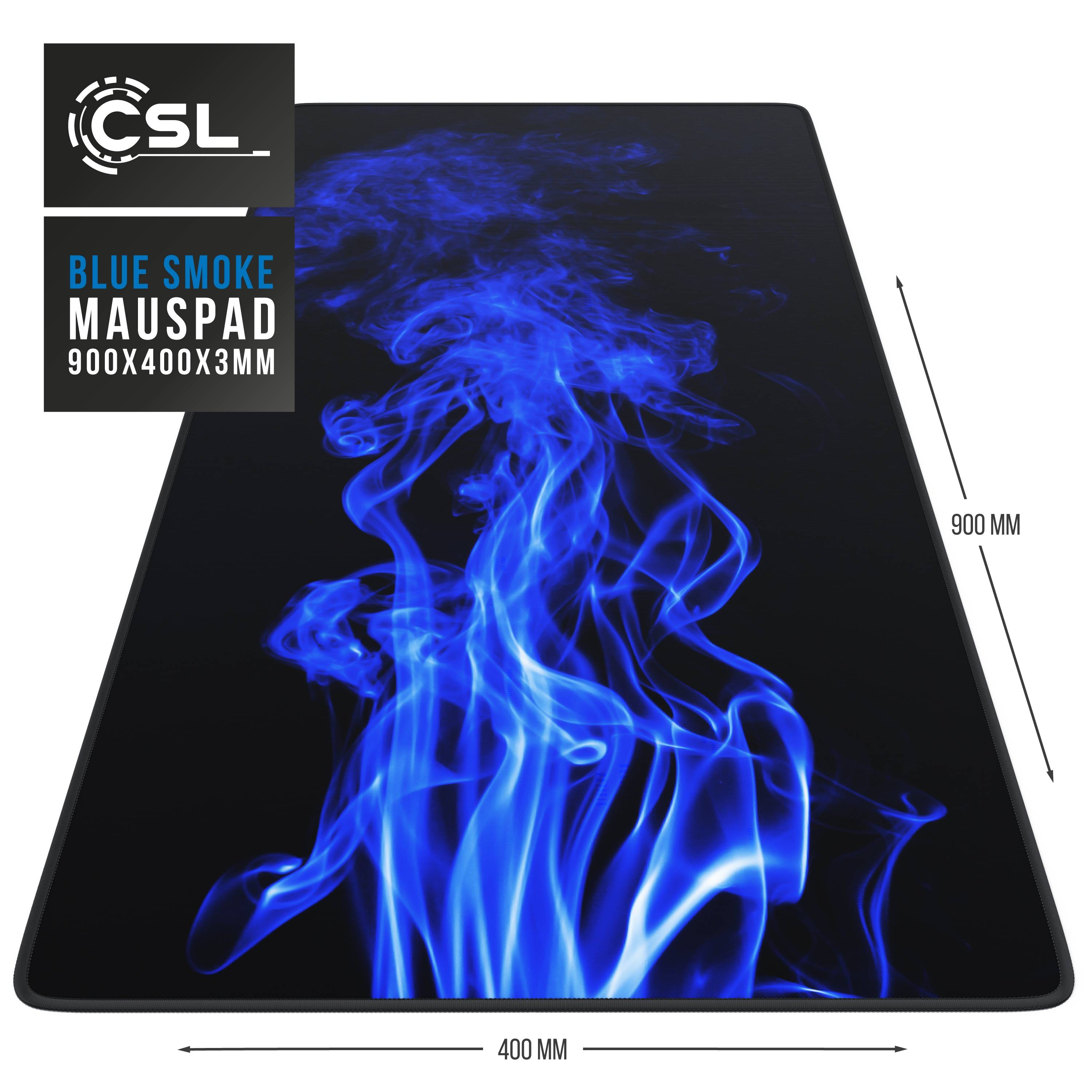 CSL Gaming Mauspad, XXL, Mousepad, 900 x 400 x 3 mm, Tischunterlage, abwaschbar, Blauer Rauch