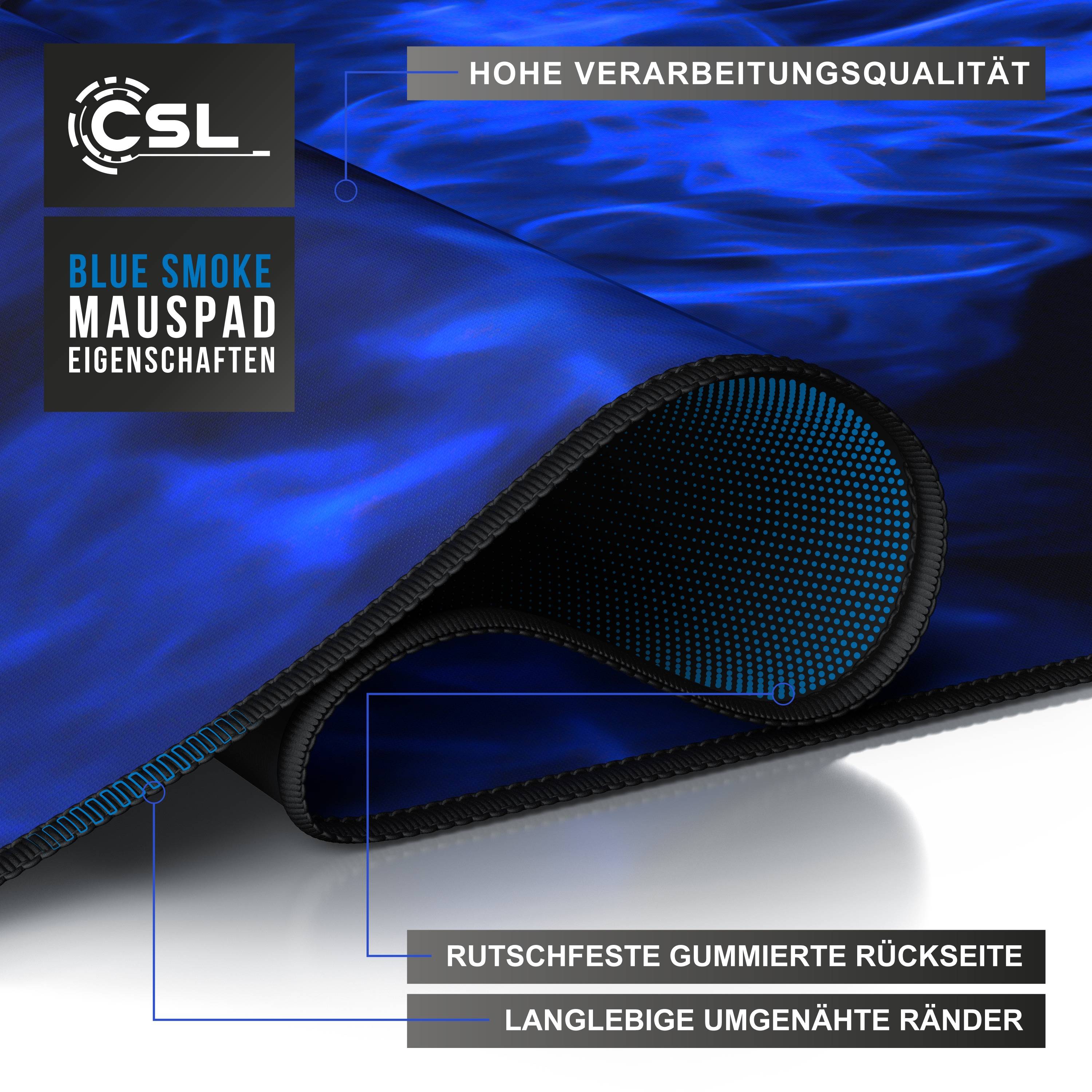 CSL Gaming Mauspad, XXL, Mousepad, 900 x 400 x 3 mm, Tischunterlage, abwaschbar, Blauer Rauch