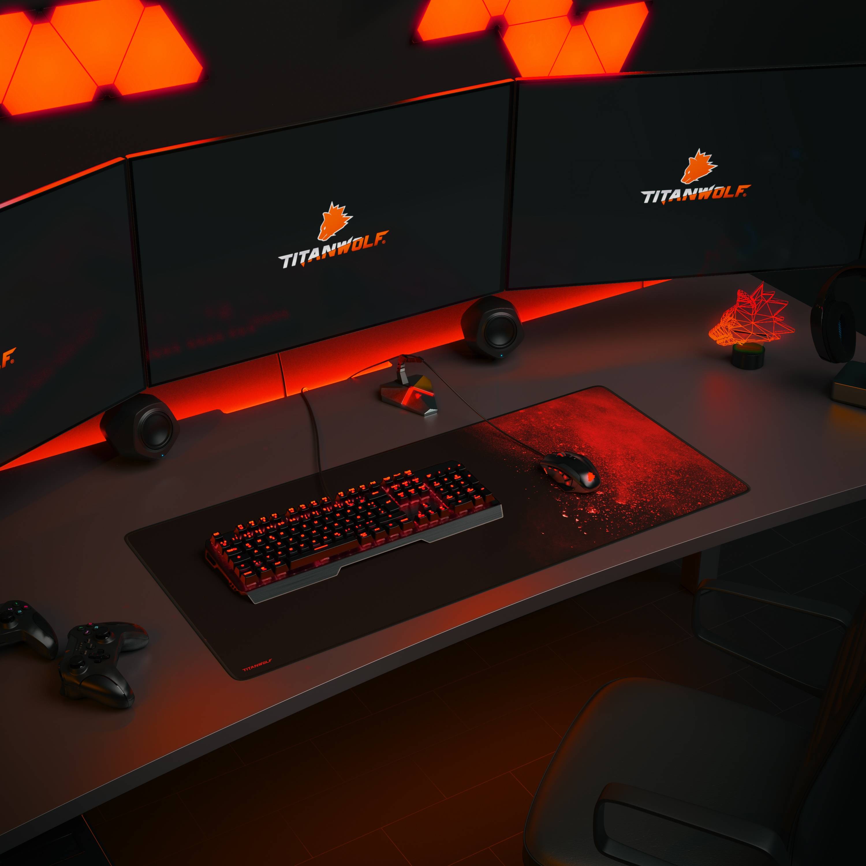 Titanwolf Gaming Mauspad XXL, glattes Stoffgewebe, Speed Mousepad 900 x 400mm große Fläche, Blood