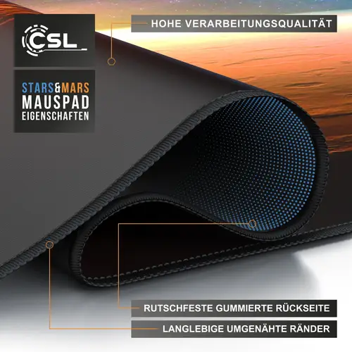 CSL Gaming Mauspad, XXXL 1200 x 600 x 3 mm Schreibtischunterlage extra groß, Abwaschbar, Mars CSL Gaming Mauspad, XXXL 1200 x 600 x 3 mm Schreibtischunterlage extra groß, Abwaschbar, Mars