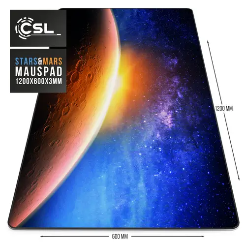 CSL Gaming Mauspad, XXXL 1200 x 600 x 3 mm Schreibtischunterlage extra groß, Abwaschbar, Mars CSL Gaming Mauspad, XXXL 1200 x 600 x 3 mm Schreibtischunterlage extra groß, Abwaschbar, Mars