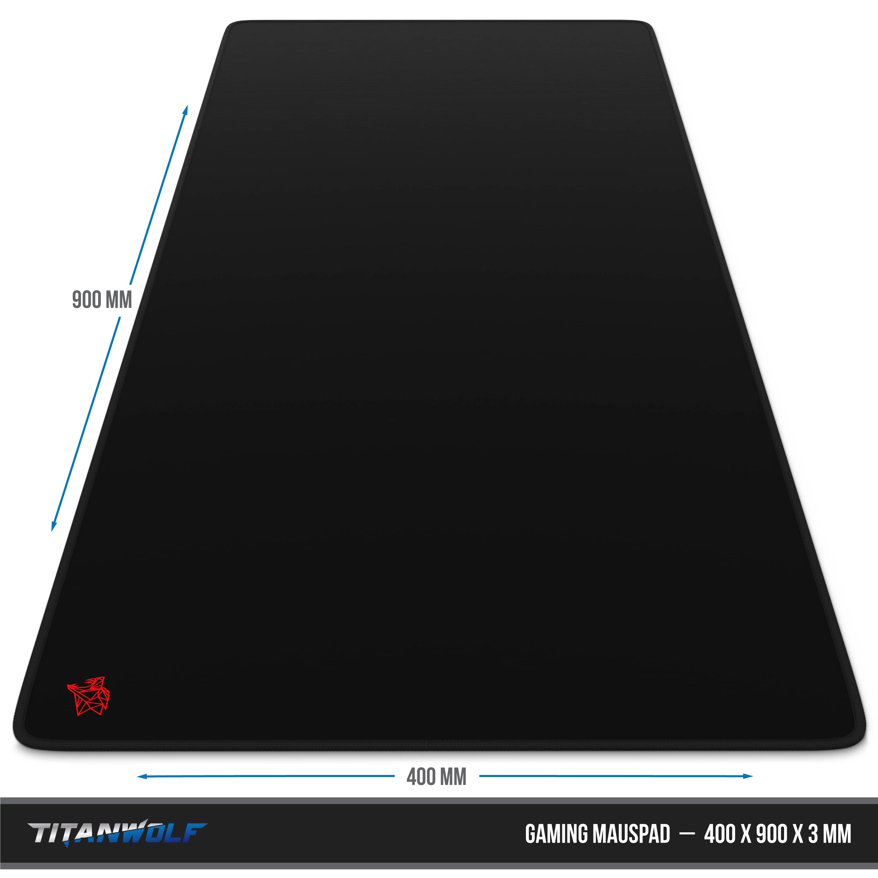 Titanwolf Gaming Mauspad, XXL Speed Gaming Mousepad / Extragroße Fläche von 900 x 400mm, Icon rot