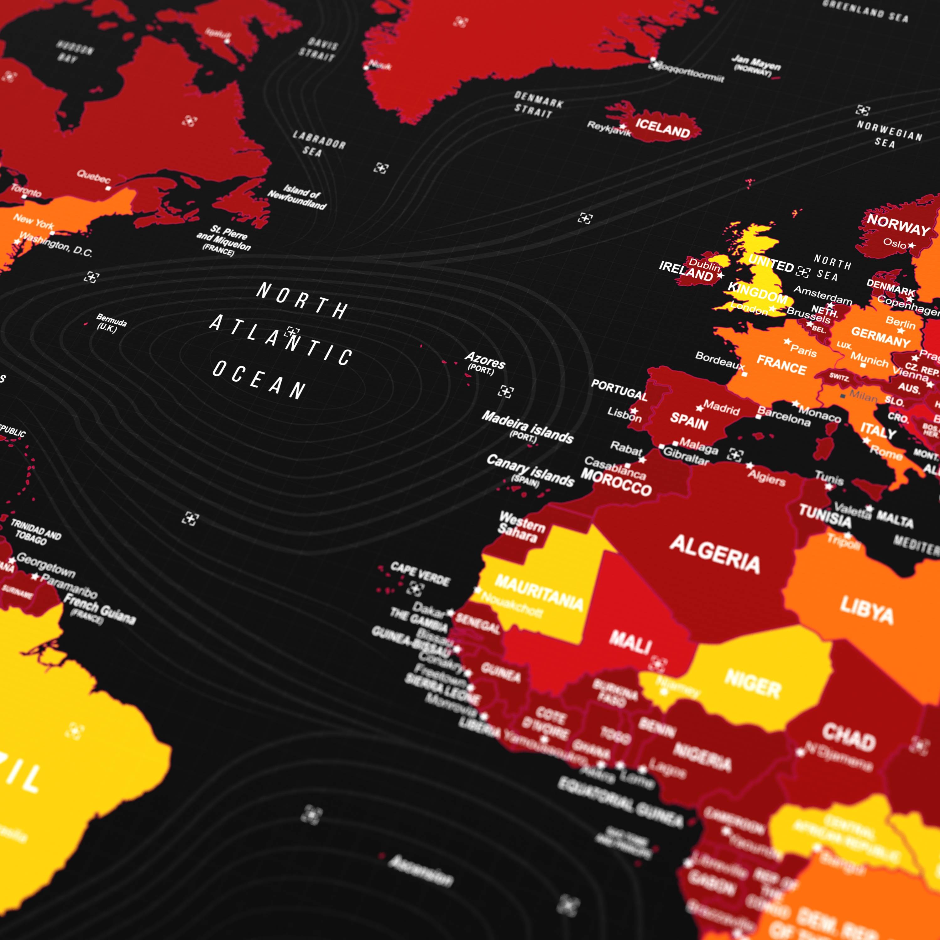 Titanwolf Gaming Mauspad XXL, glattes Stoffgewebe, Speed Mousepad 900 x 400mm große Fläche, Weltkarte rot