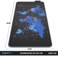 Titanwolf RGB Gaming Mauspad, Mousepad XL 800 x 300mm verbessert Präzision & Geschwindigkeit, Weltkarte blau Titanwolf RGB Gaming Mauspad, Mousepad XL 800 x 300mm verbessert Präzision & Geschwindigkeit, Weltkarte blau