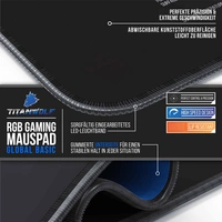 Titanwolf RGB Gaming Mauspad, Mousepad XL 800 x 300mm, verbessert Präzision & Geschwindigkeit, Weltkarte Titanwolf RGB Gaming Mauspad, Mousepad XL 800 x 300mm, verbessert Präzision & Geschwindigkeit, Weltkarte