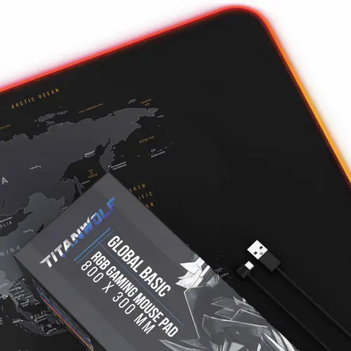 Titanwolf RGB Gaming Mauspad, Mousepad XL 800 x 300mm, verbessert Präzision & Geschwindigkeit, Weltkarte Titanwolf RGB Gaming Mauspad, Mousepad XL 800 x 300mm, verbessert Präzision & Geschwindigkeit, Weltkarte